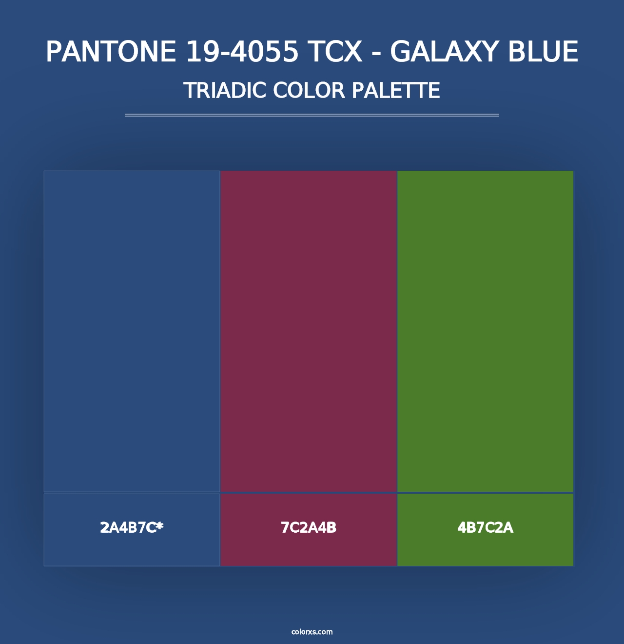 PANTONE 19-4055 TCX - Galaxy Blue - Triadic Color Palette