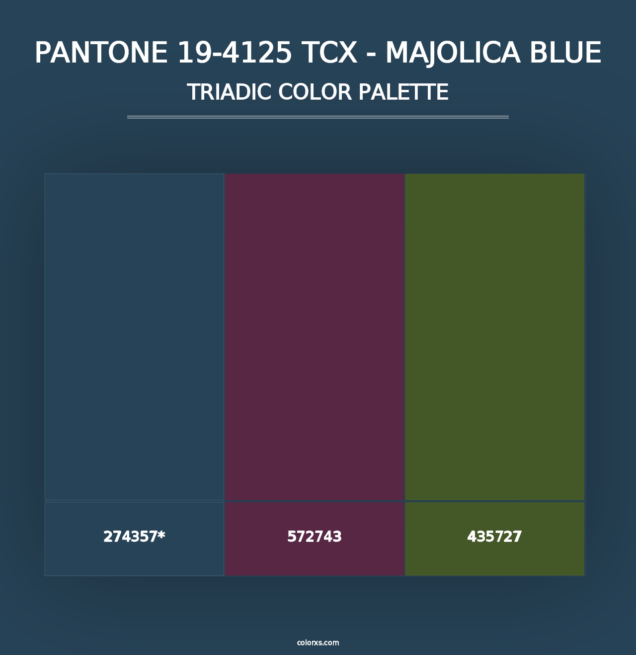 PANTONE 19-4125 TCX - Majolica Blue - Triadic Color Palette