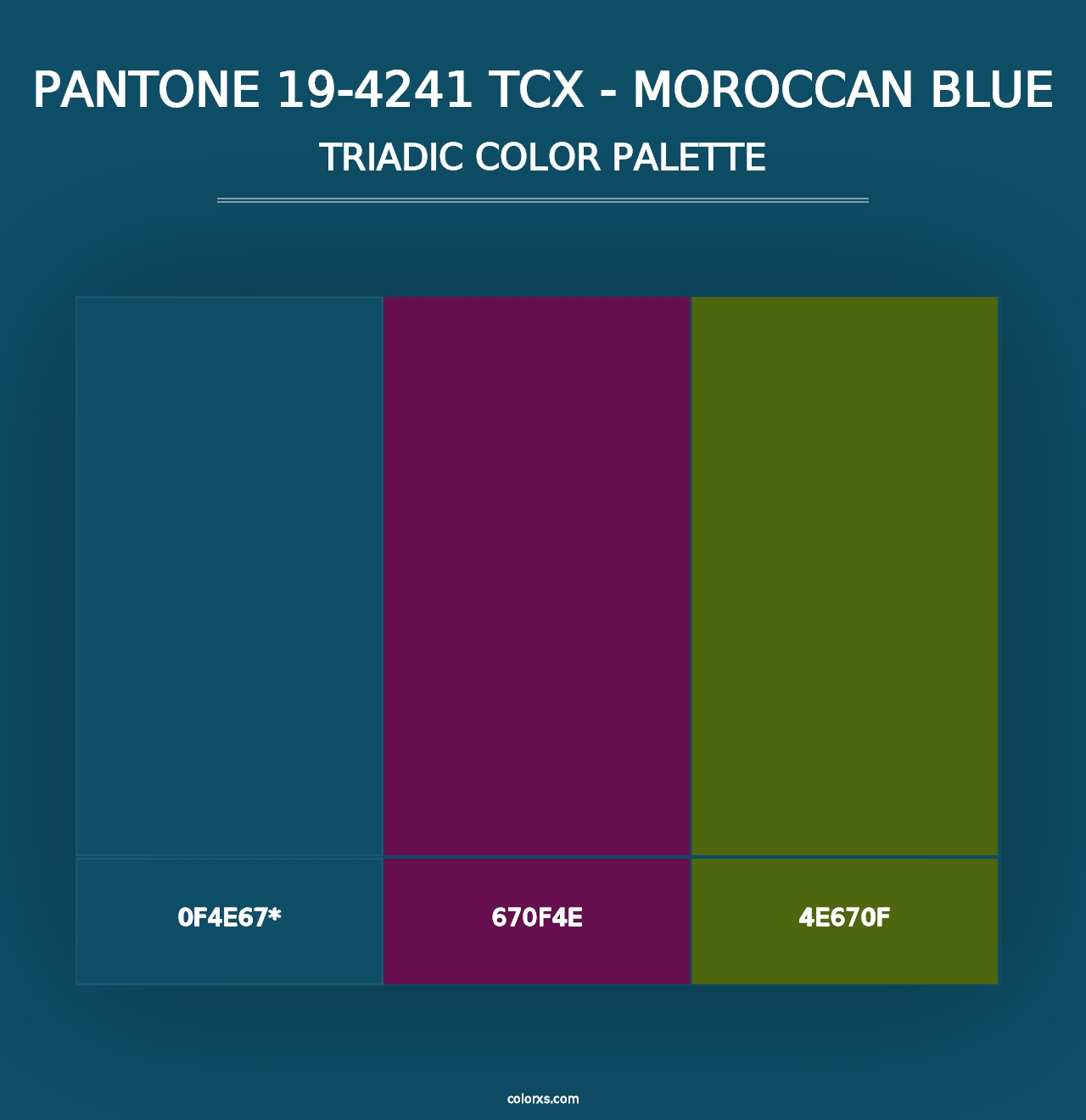 PANTONE 19-4241 TCX - Moroccan Blue - Triadic Color Palette