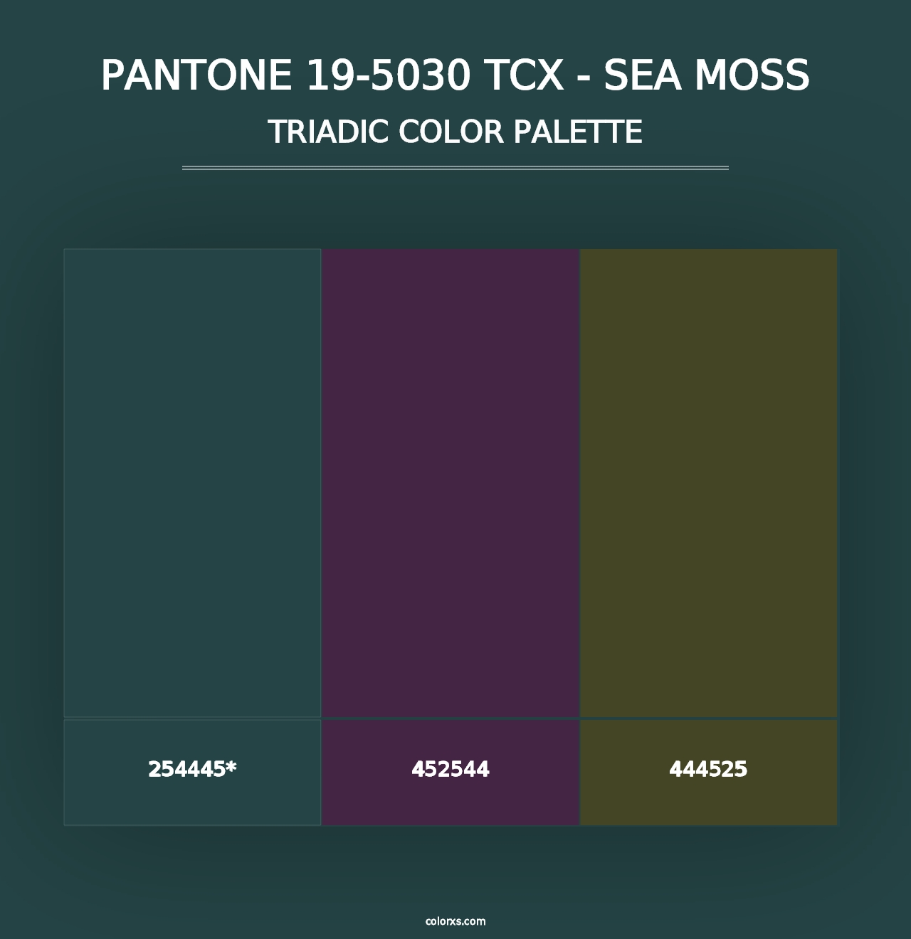 PANTONE 19-5030 TCX - Sea Moss - Triadic Color Palette