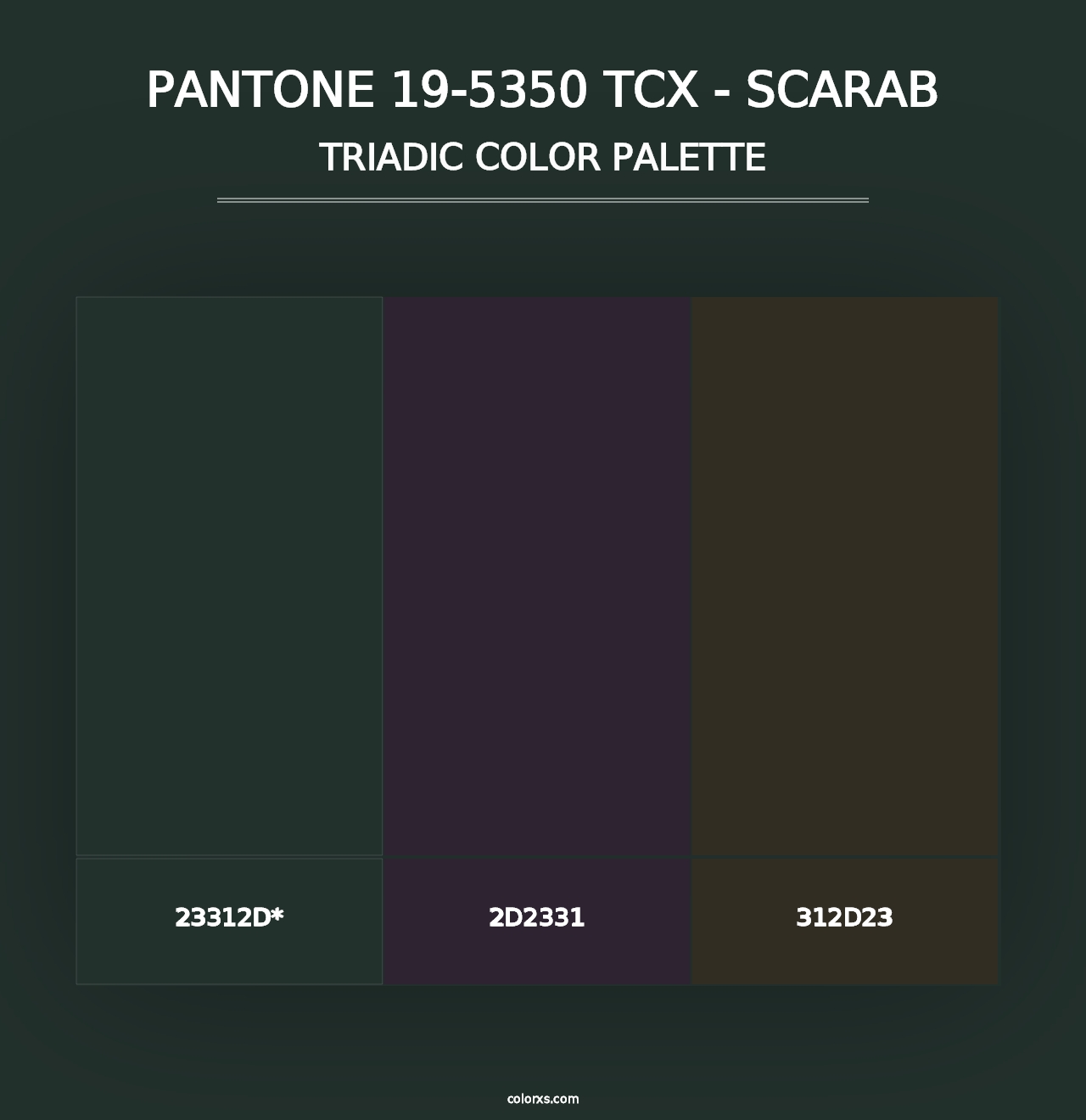 PANTONE 19-5350 TCX - Scarab - Triadic Color Palette