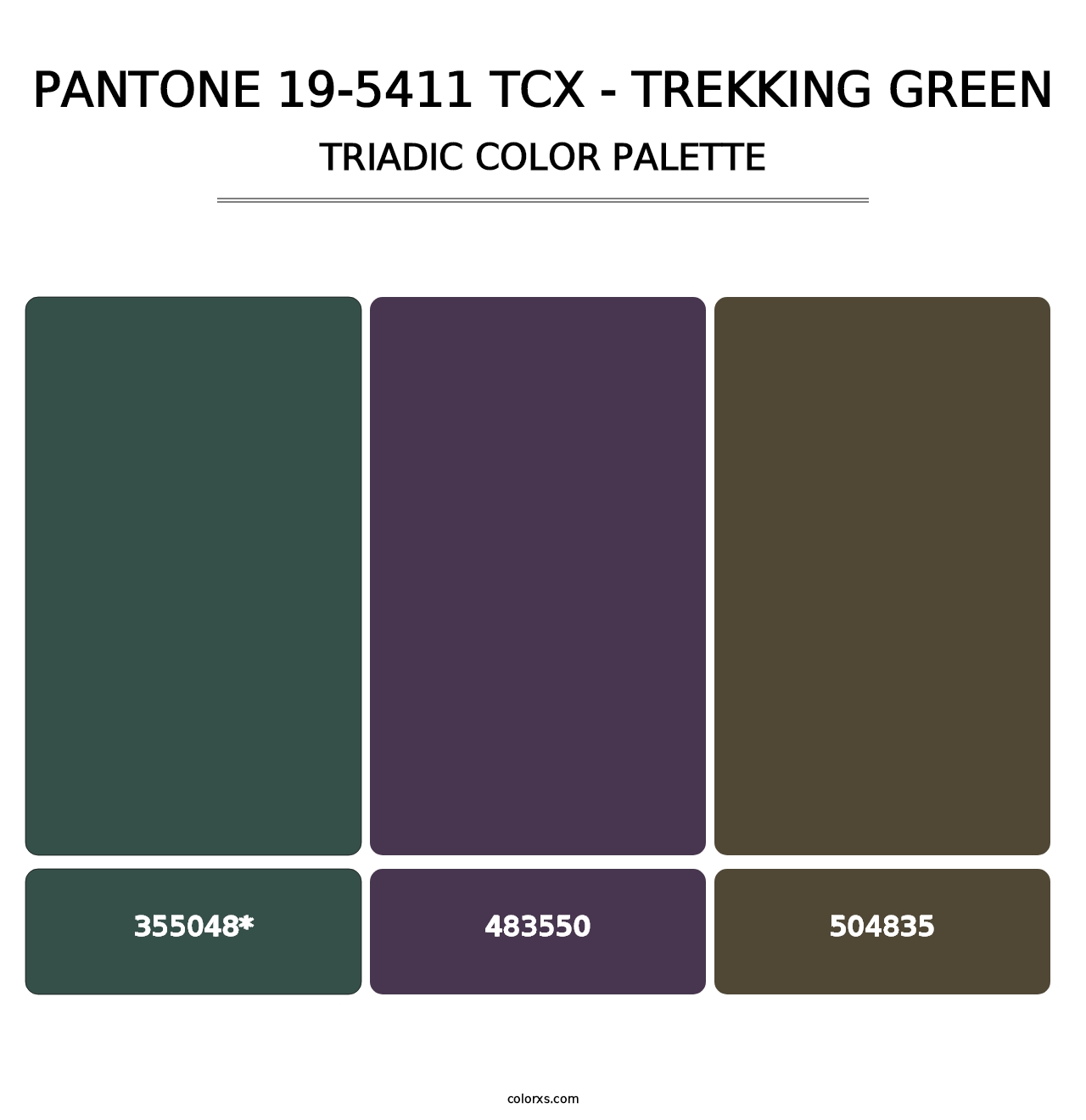 PANTONE 19-5411 TCX - Trekking Green - Triadic Color Palette