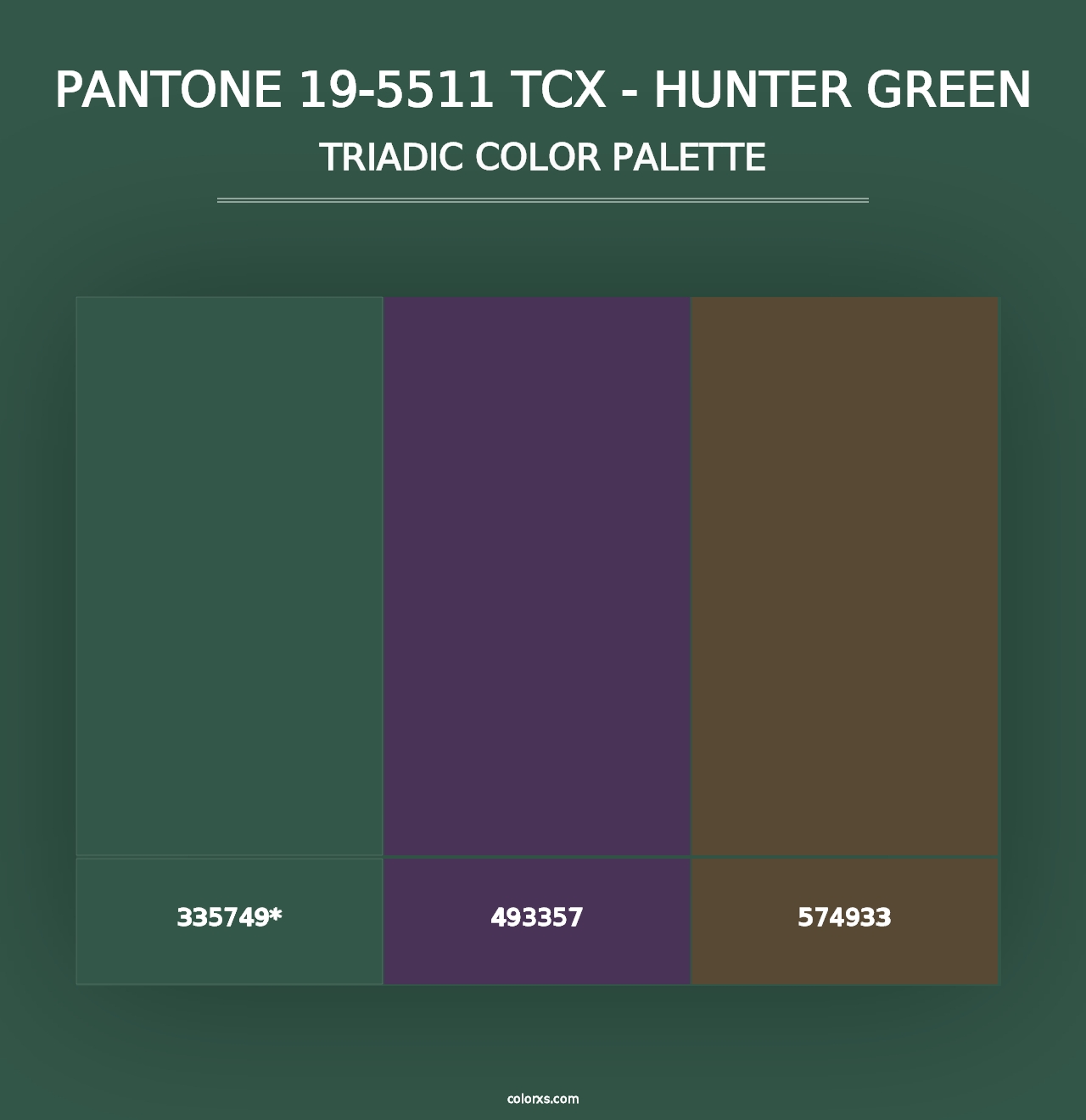 PANTONE 19-5511 TCX - Hunter Green - Triadic Color Palette