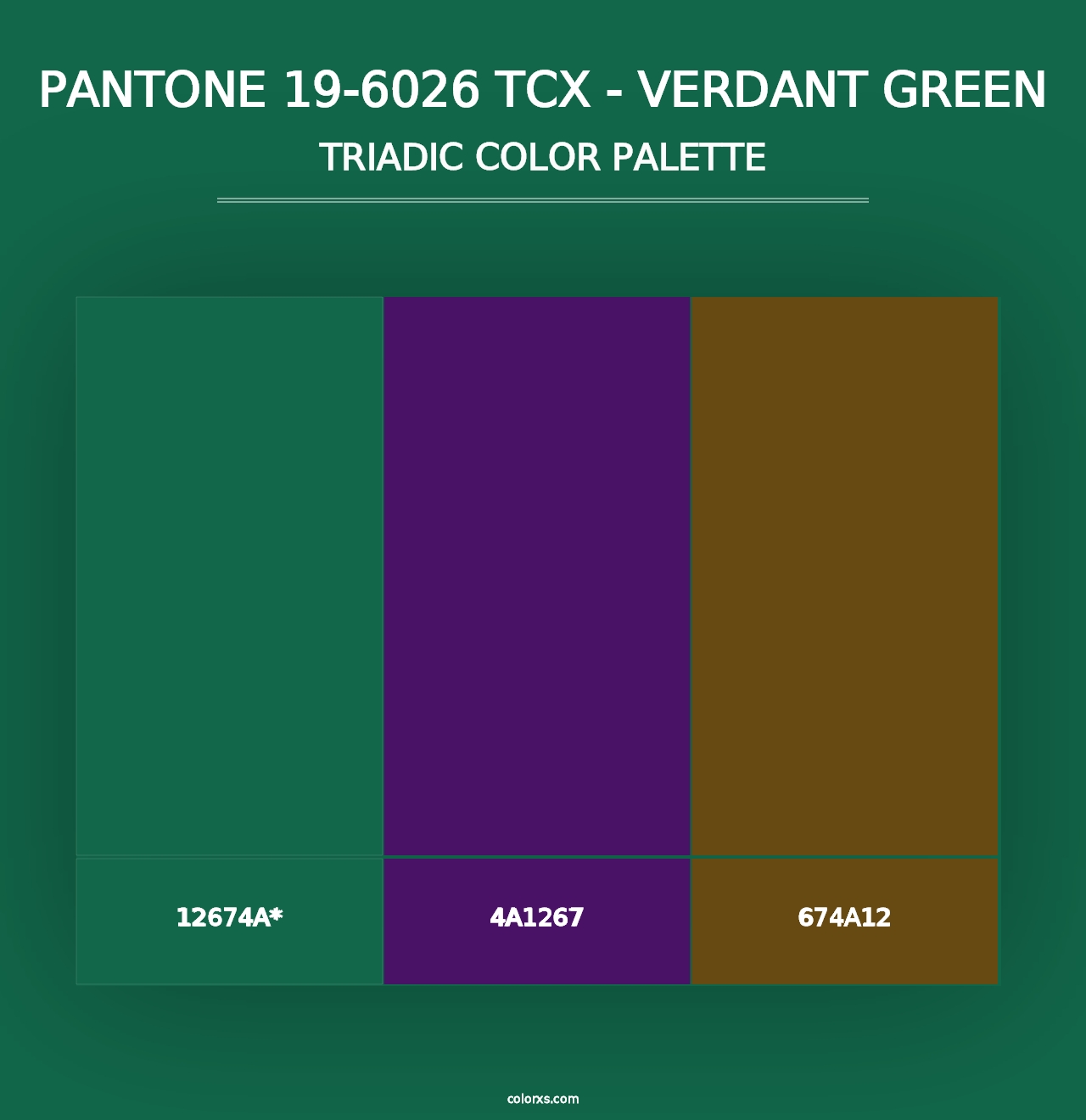 PANTONE 19-6026 TCX - Verdant Green - Triadic Color Palette