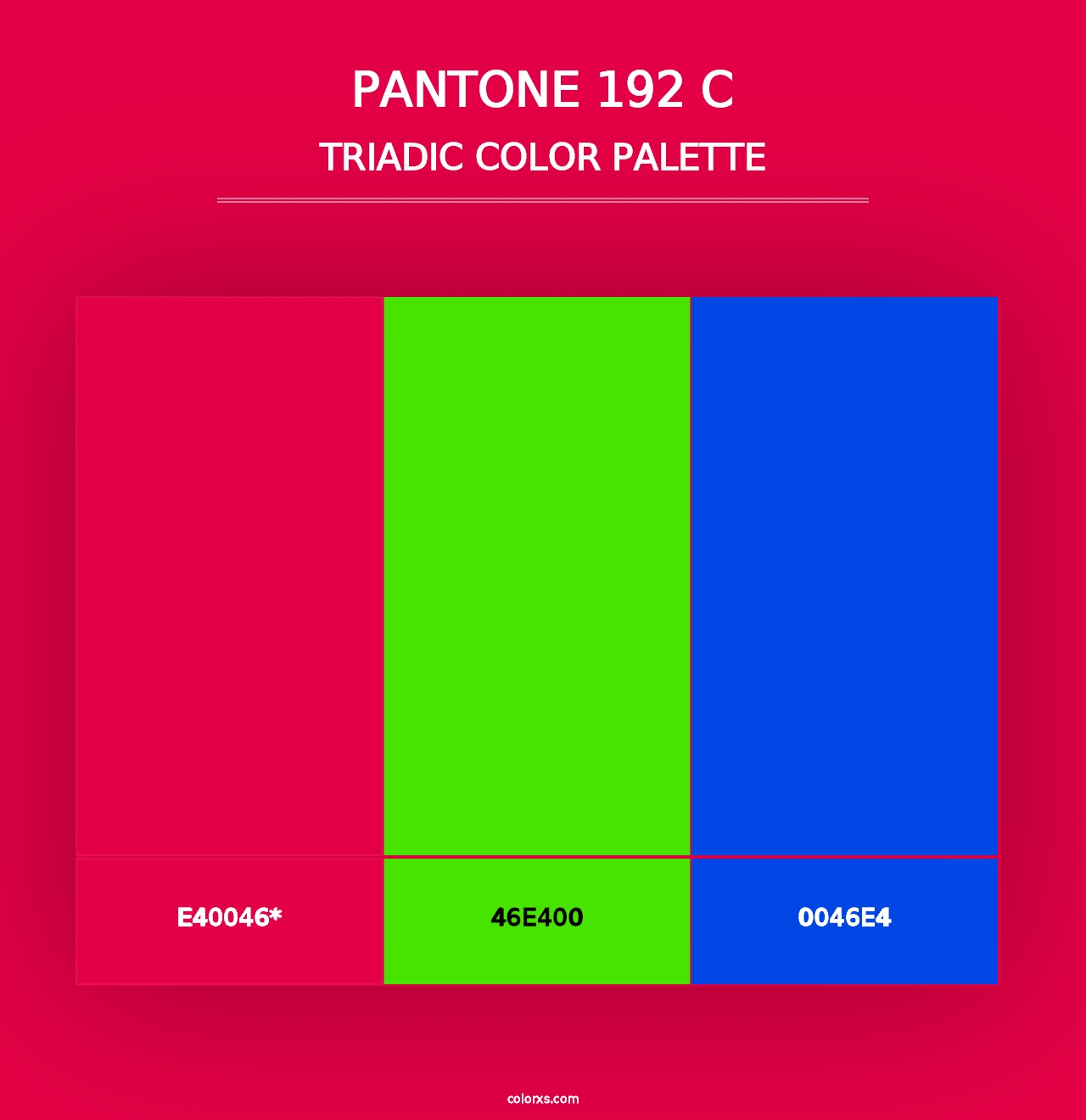 PANTONE 192 C - Triadic Color Palette