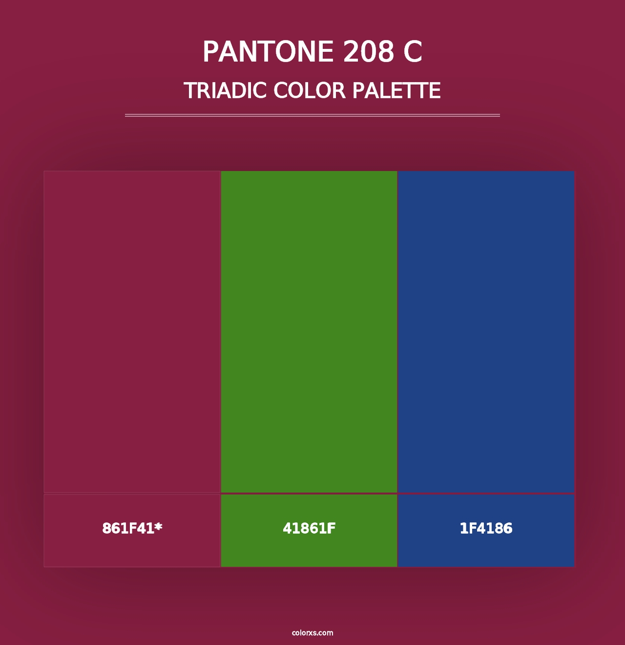 PANTONE 208 C - Triadic Color Palette