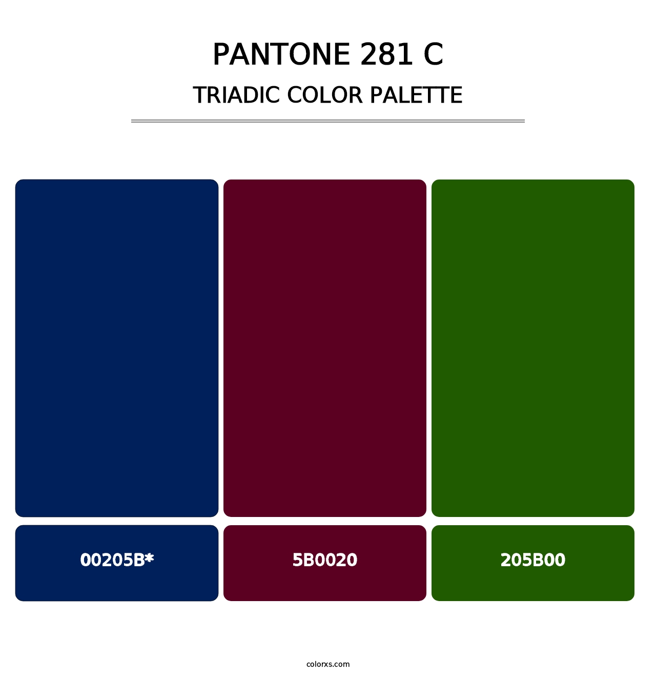 PANTONE 281 C - Triadic Color Palette