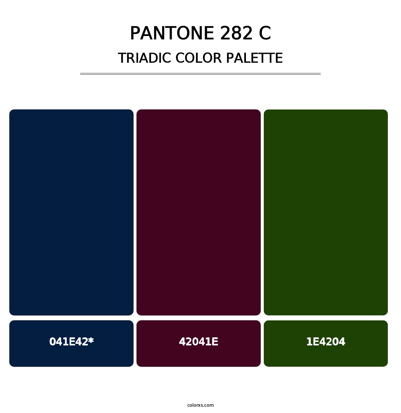 PANTONE 282 C - Triadic Color Palette