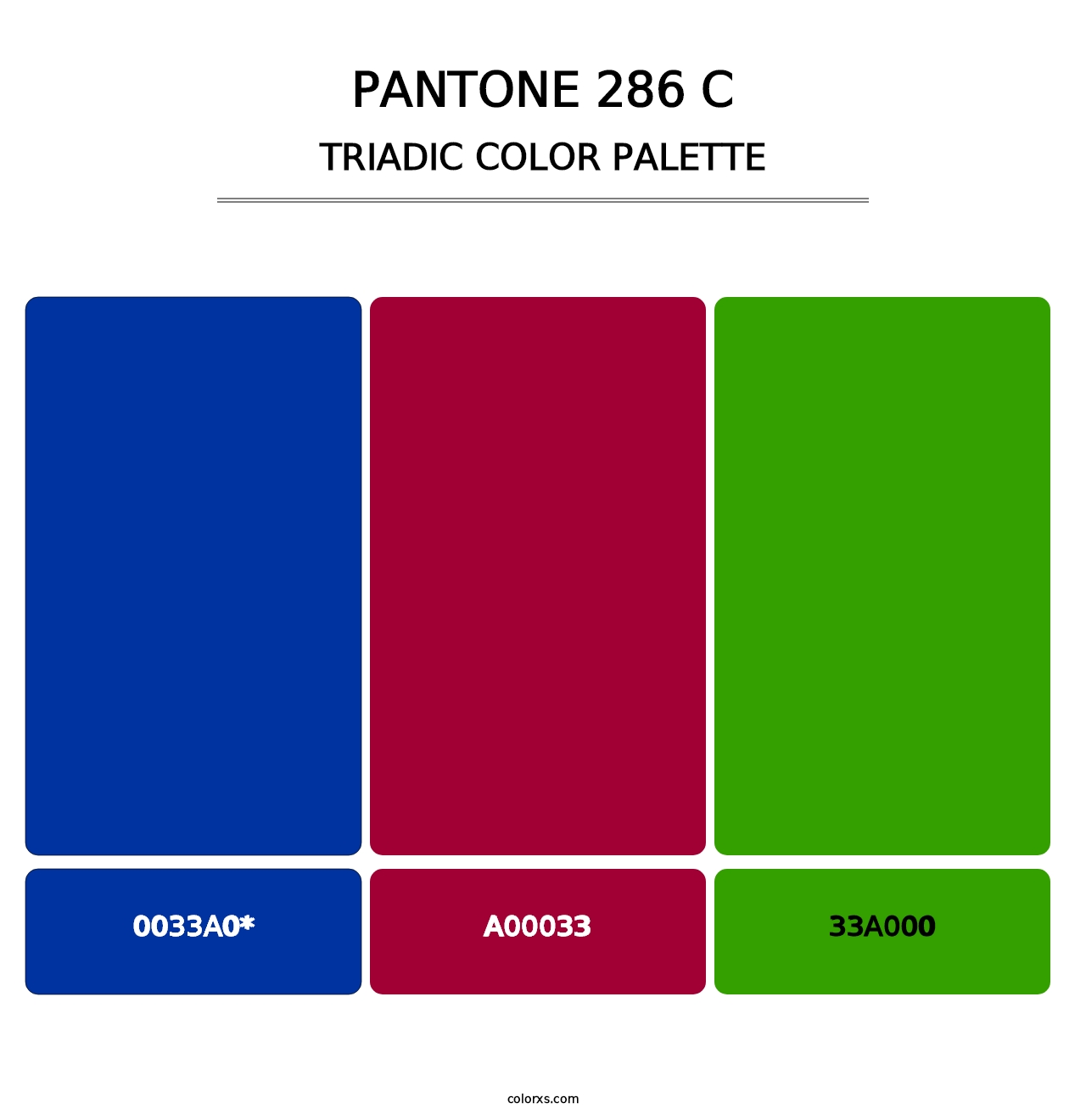 PANTONE 286 C - Triadic Color Palette