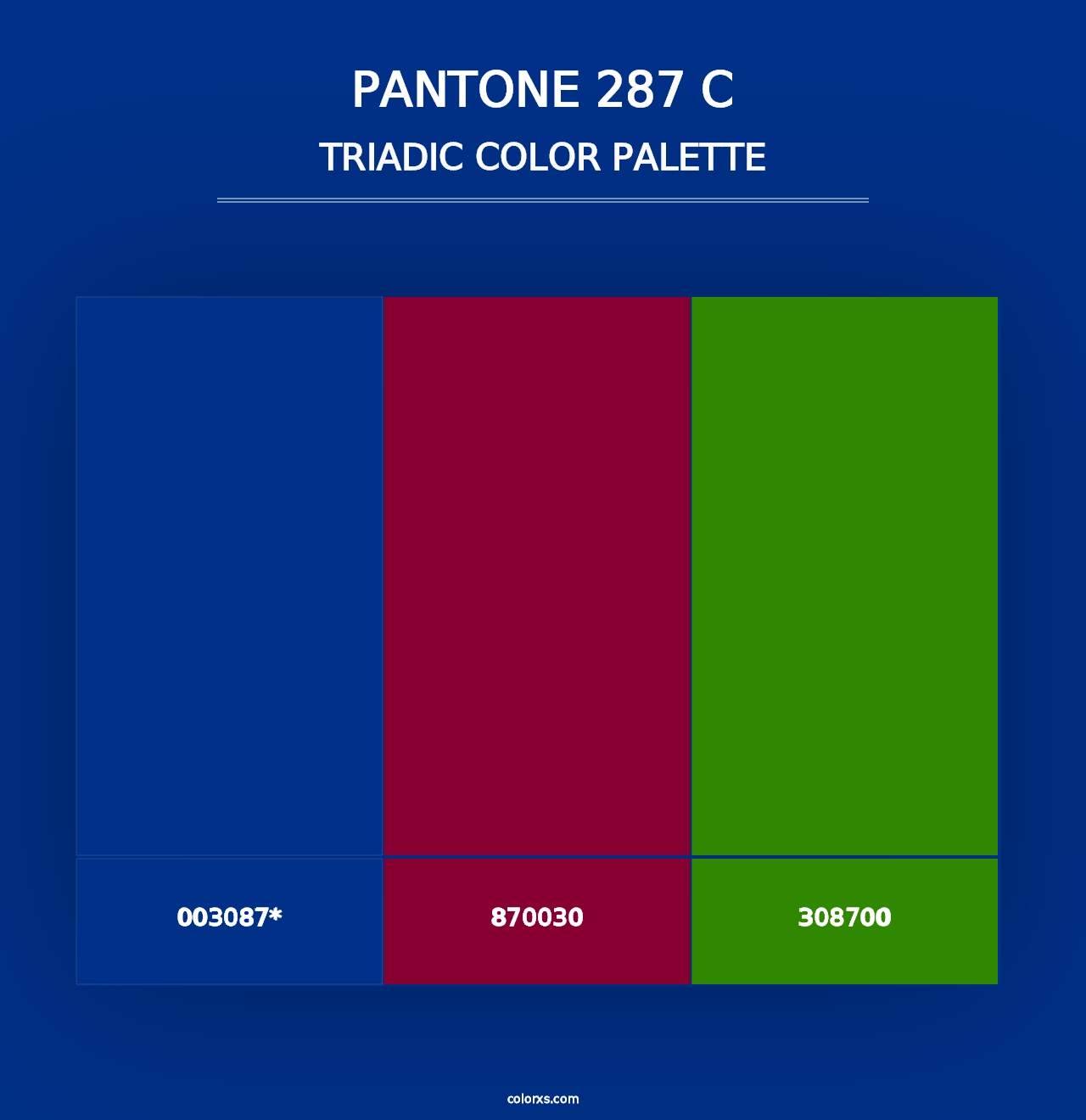 PANTONE 287 C - Triadic Color Palette