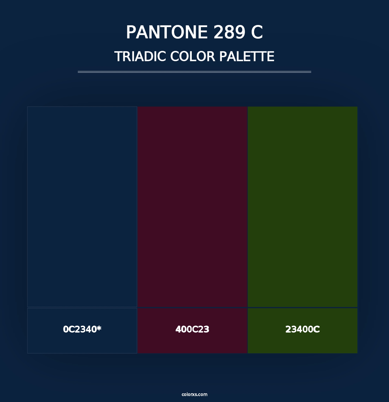 PANTONE 289 C - Triadic Color Palette