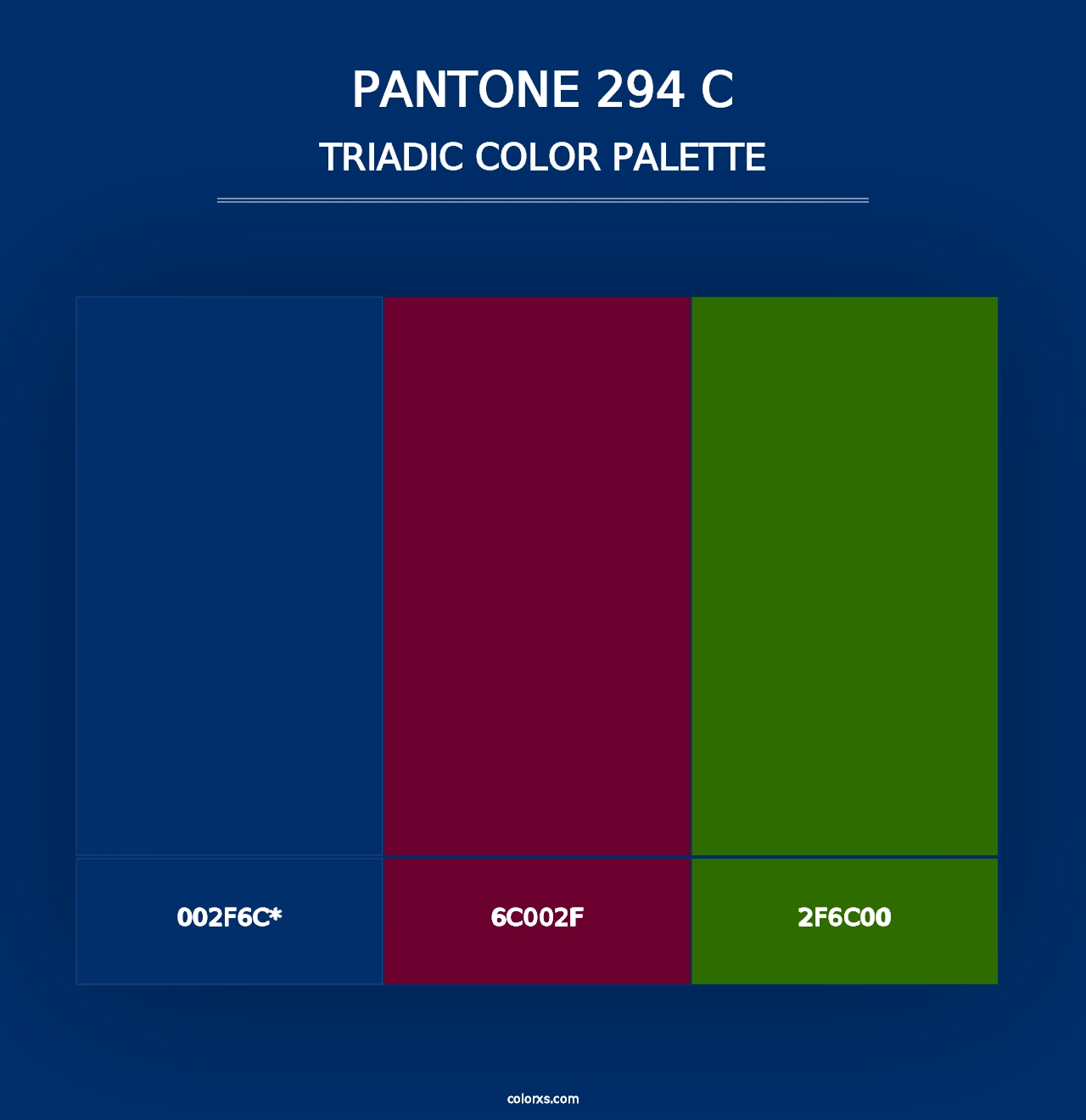 PANTONE 294 C - Triadic Color Palette