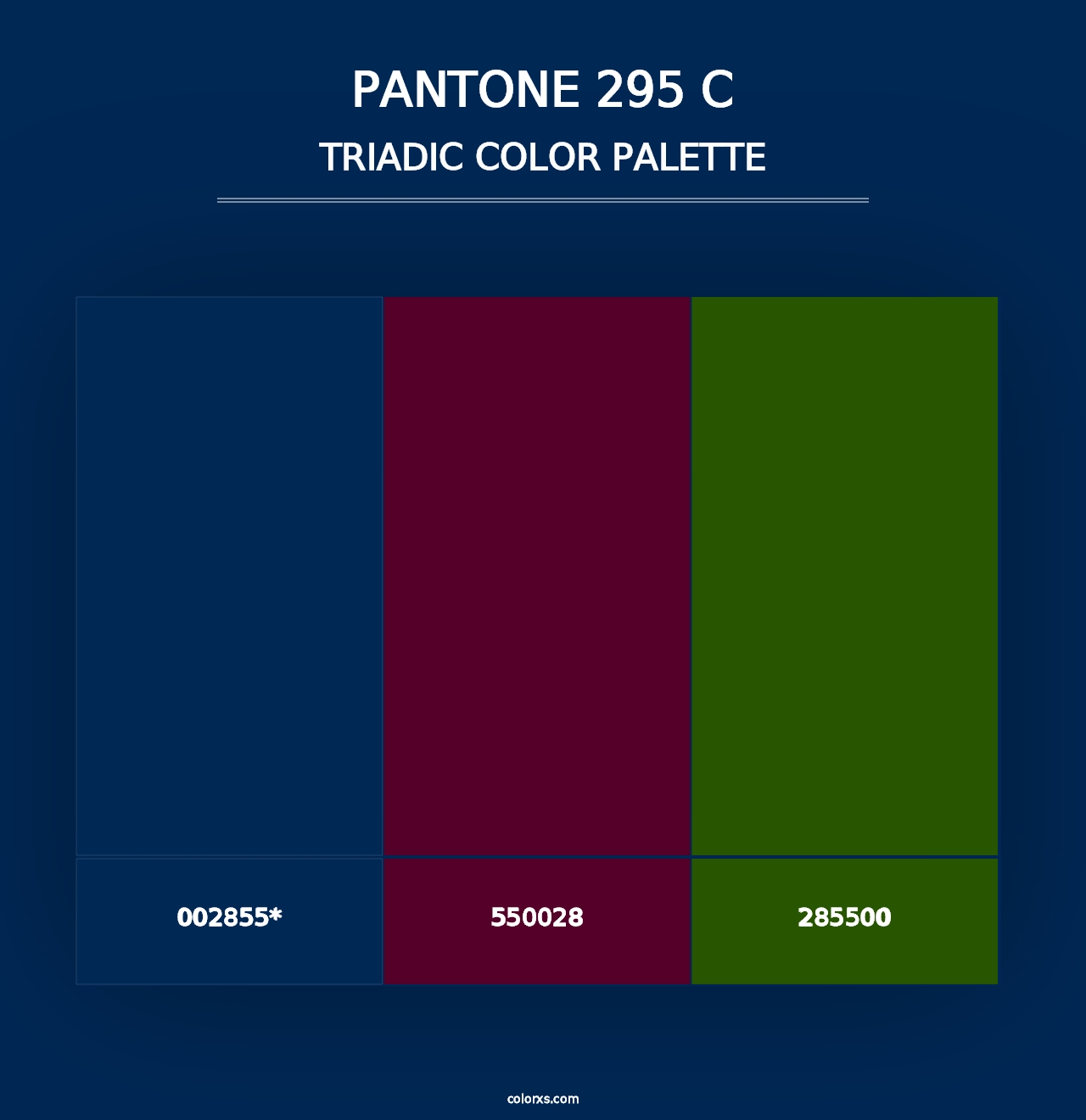 PANTONE 295 C - Triadic Color Palette