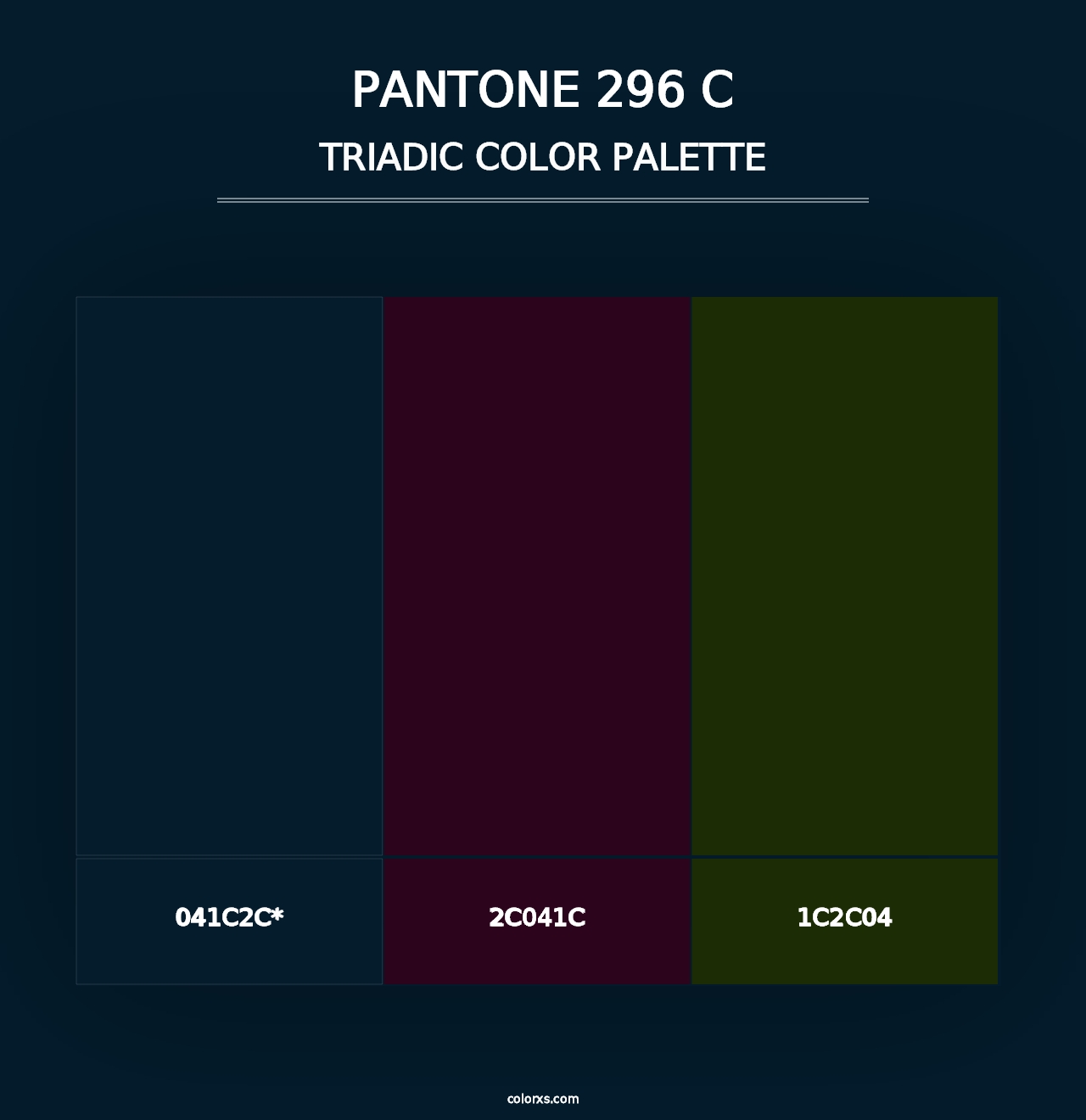 PANTONE 296 C - Triadic Color Palette