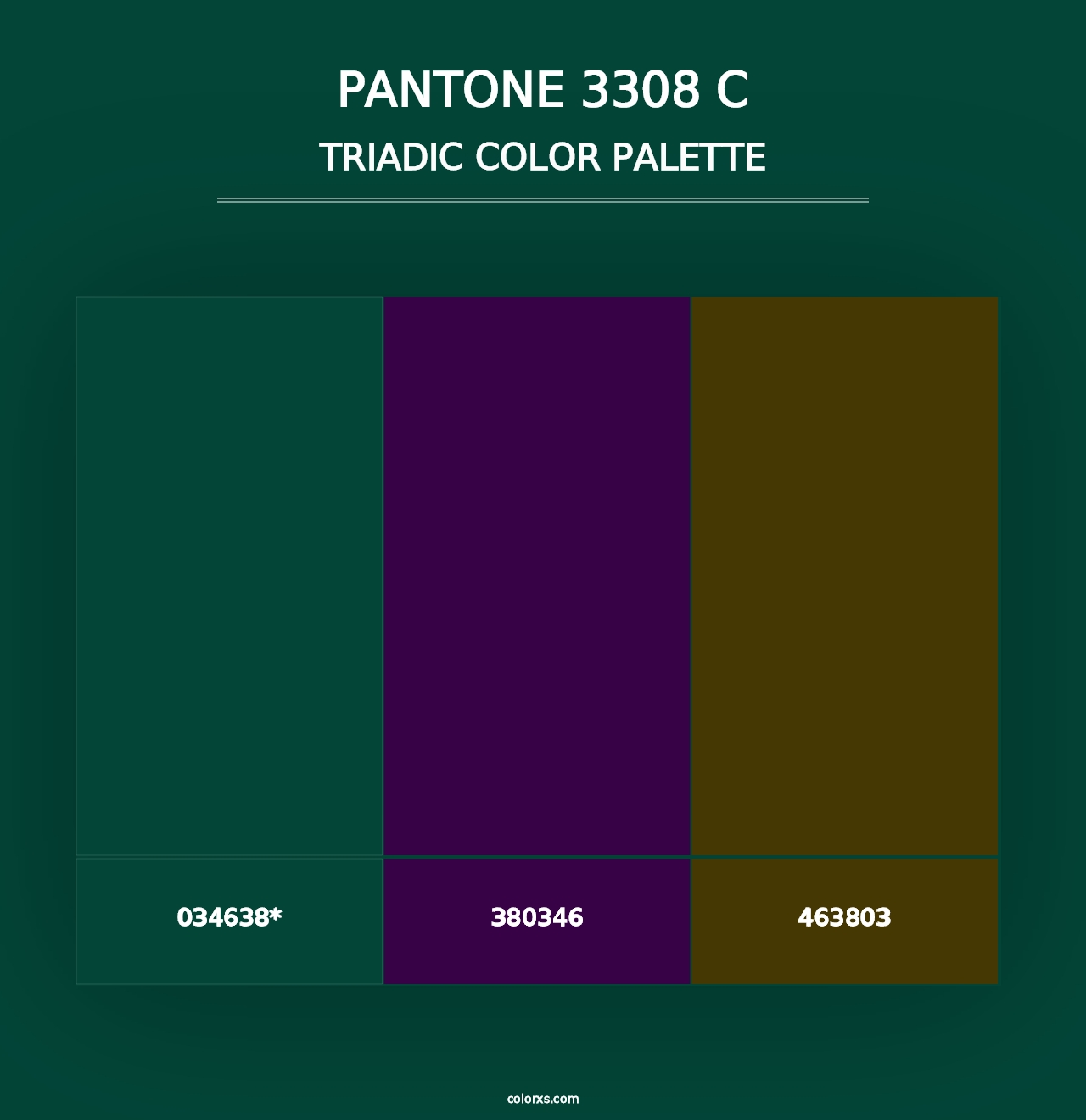 PANTONE 3308 C - Triadic Color Palette