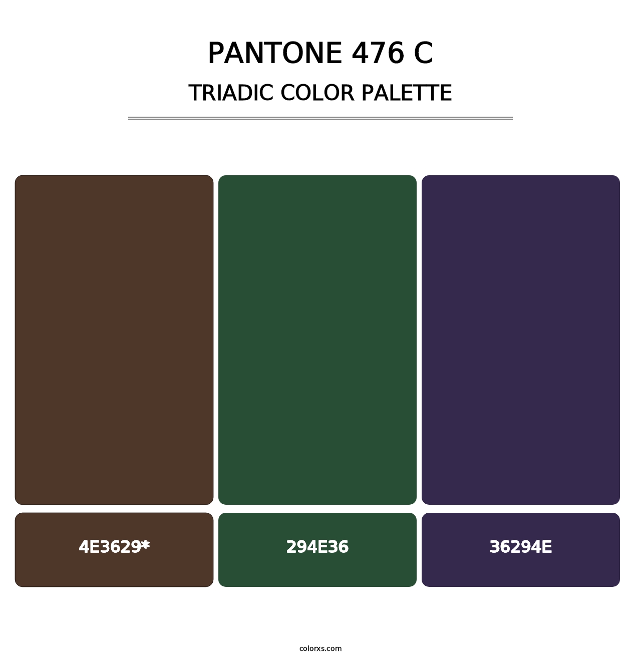 PANTONE 476 C - Triadic Color Palette