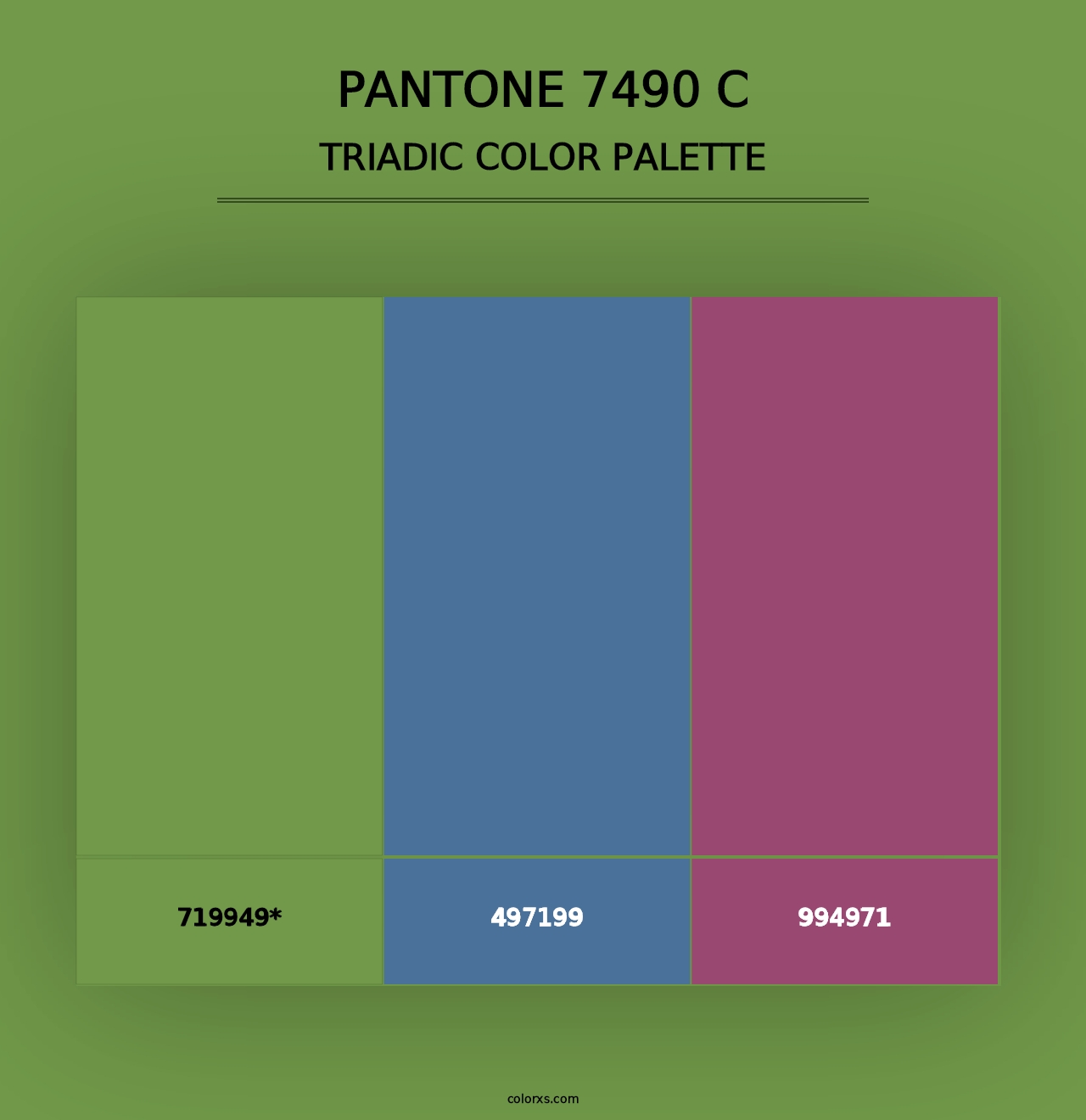 PANTONE 7490 C - Triadic Color Palette