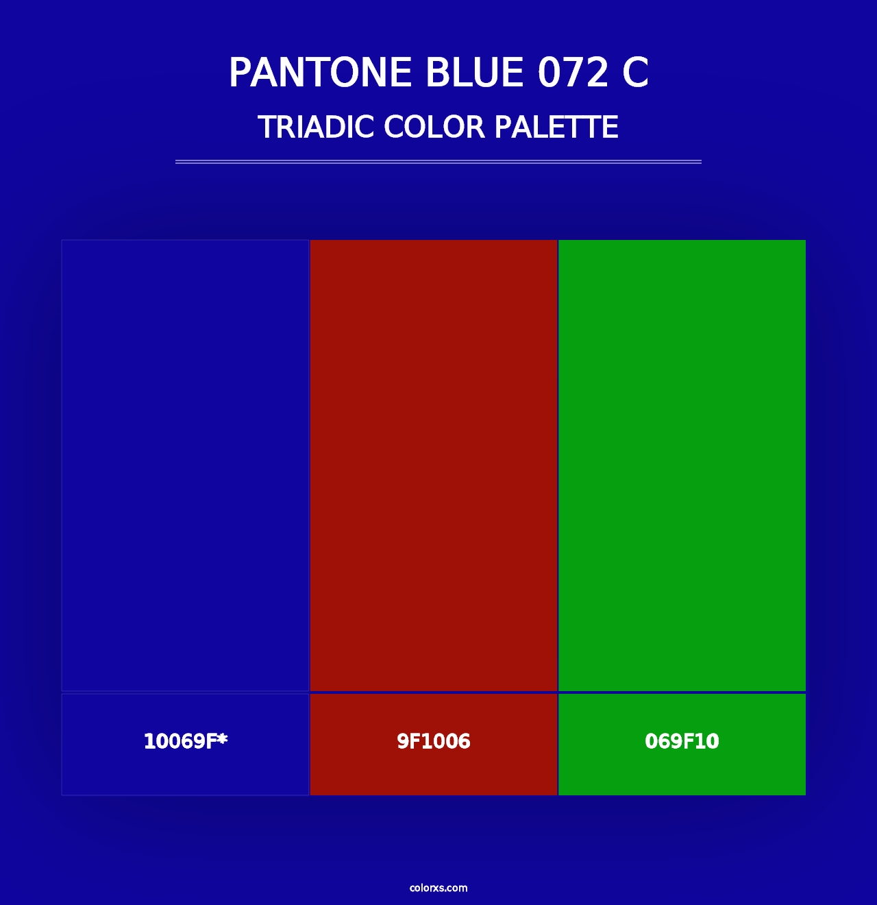 PANTONE Blue 072 C - Triadic Color Palette