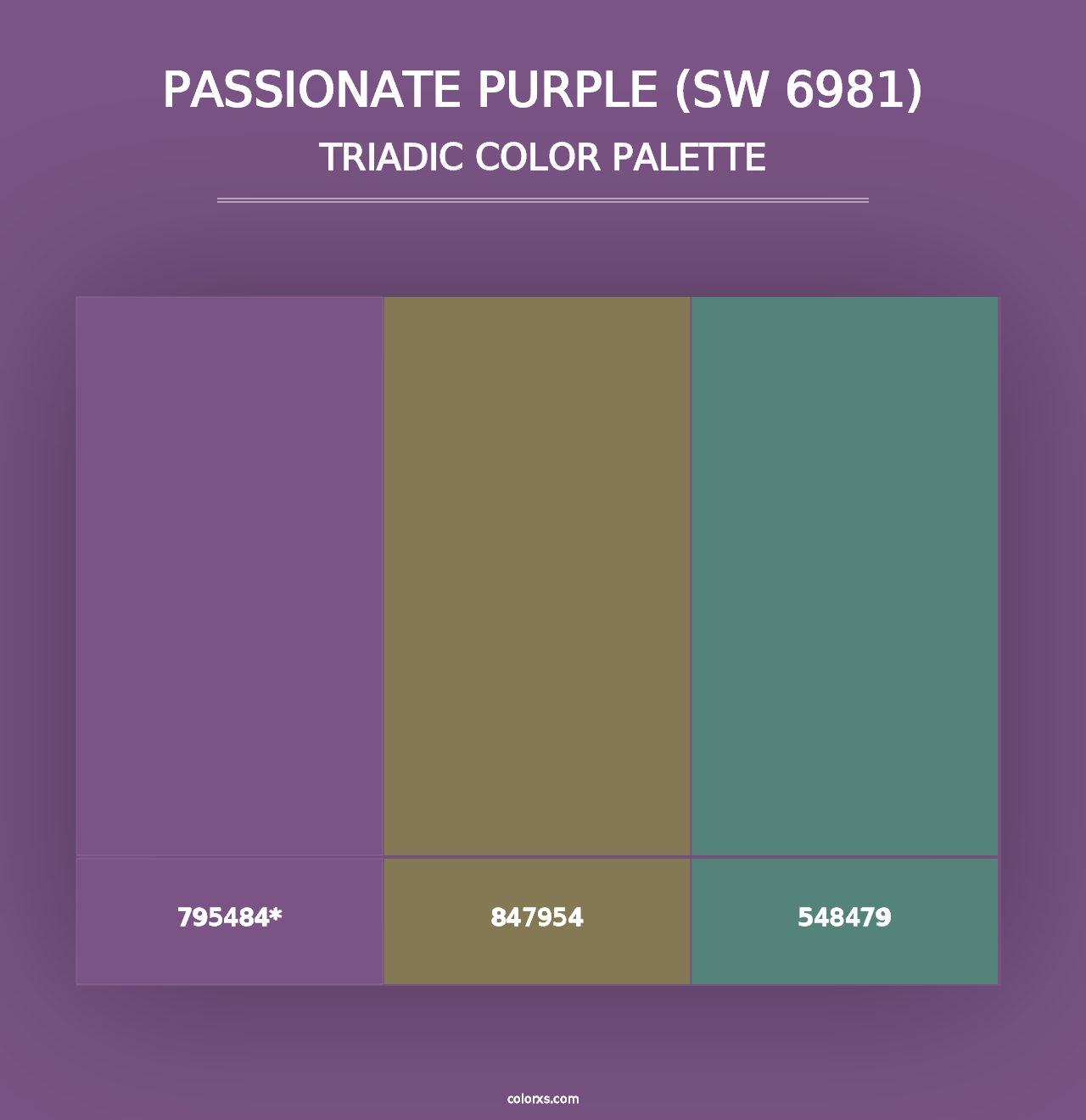 Passionate Purple (SW 6981) - Triadic Color Palette