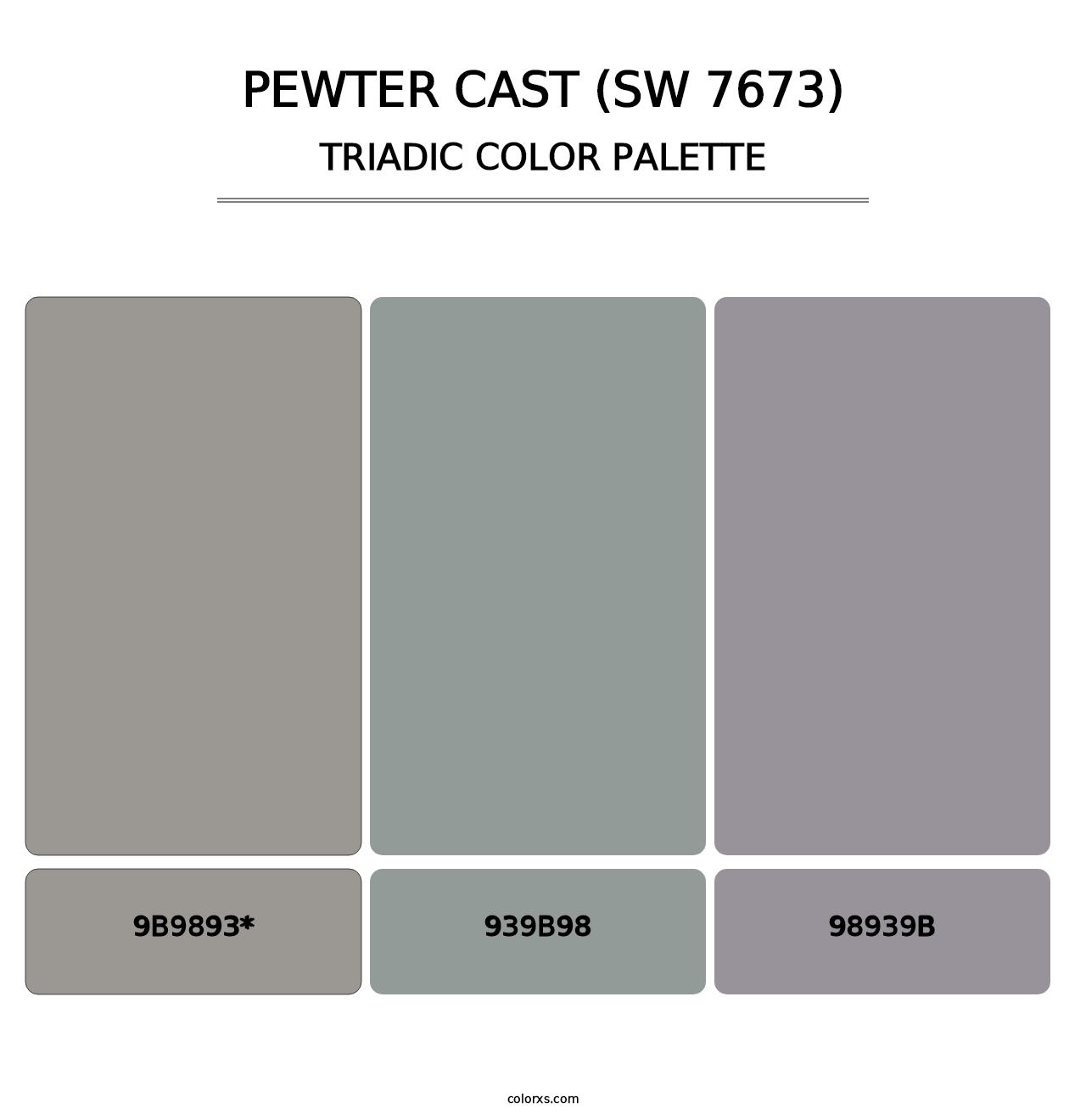 Pewter Cast (SW 7673) - Triadic Color Palette