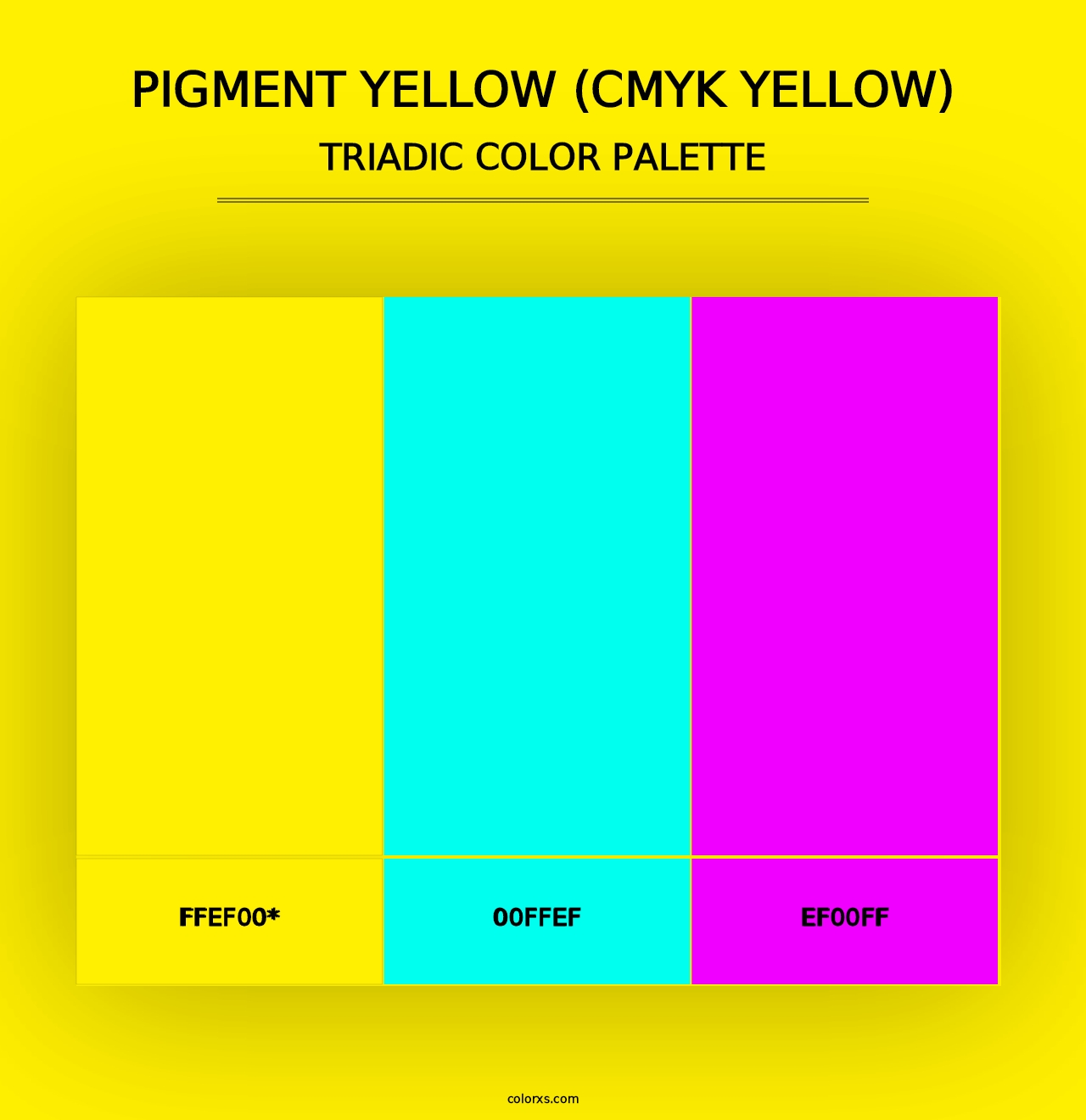 Pigment Yellow (CMYK Yellow) - Triadic Color Palette