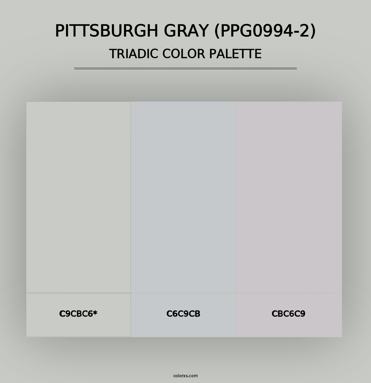 Pittsburgh Gray (PPG0994-2) - Triadic Color Palette