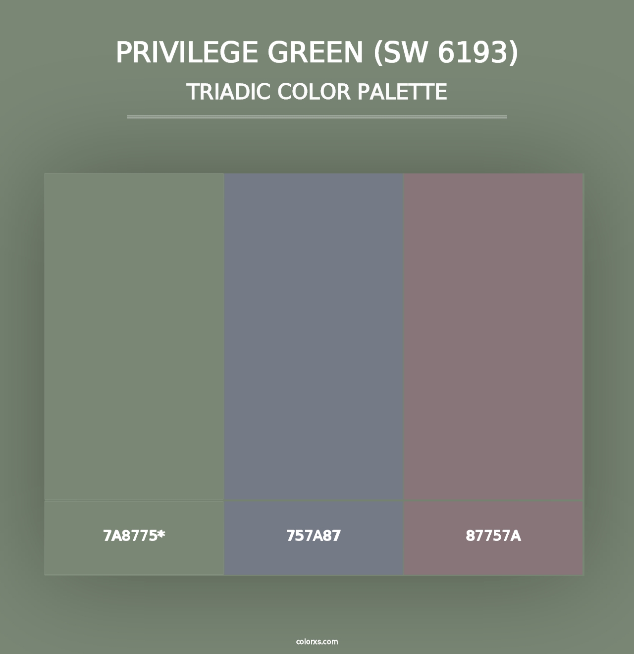 Privilege Green (SW 6193) - Triadic Color Palette