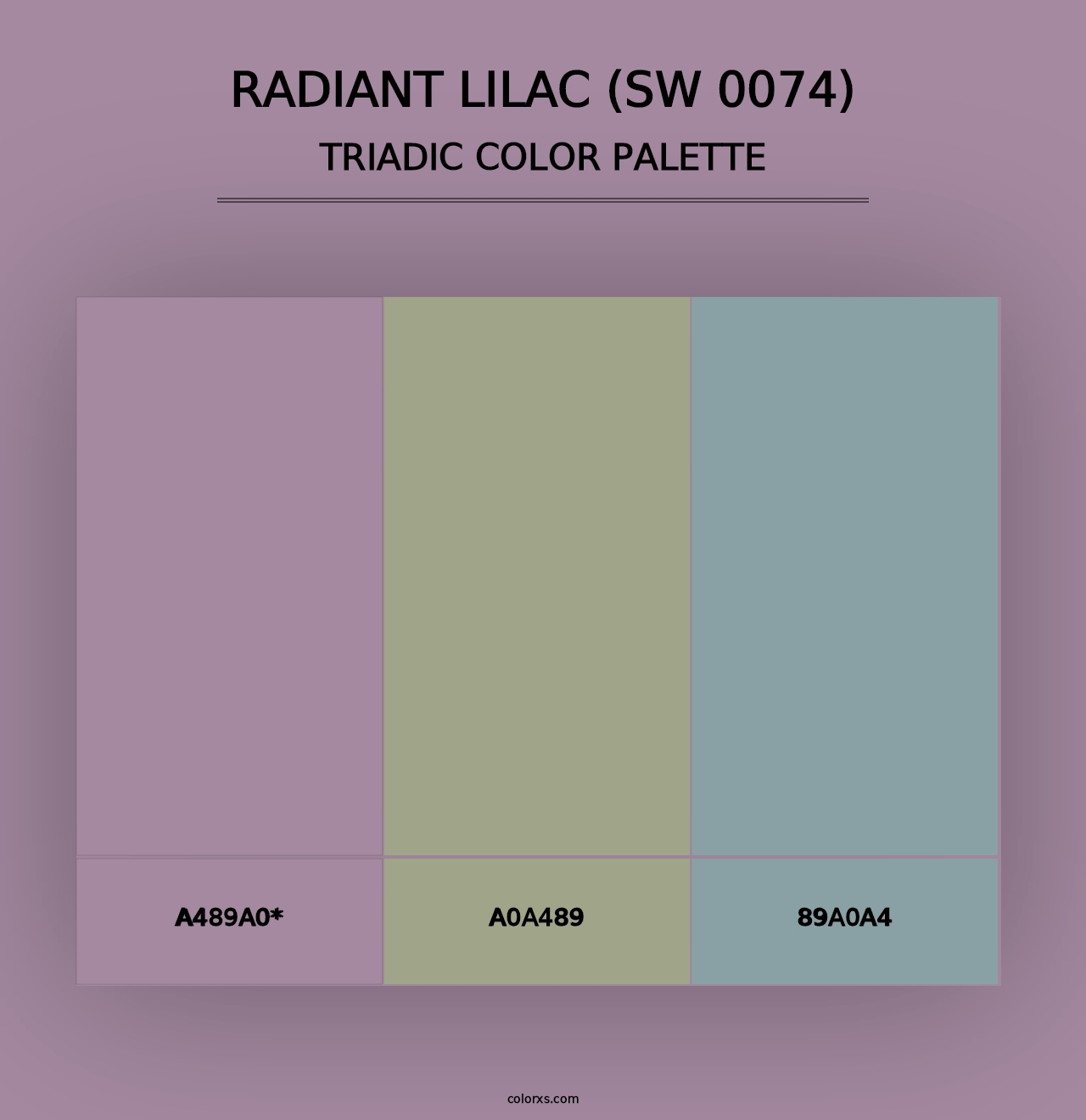 Radiant Lilac (SW 0074) - Triadic Color Palette