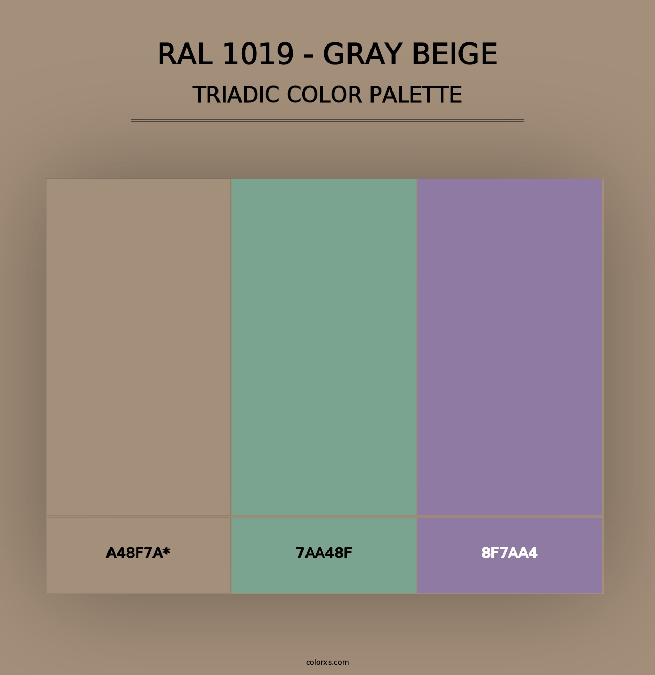 RAL 1019 - Gray Beige - Triadic Color Palette