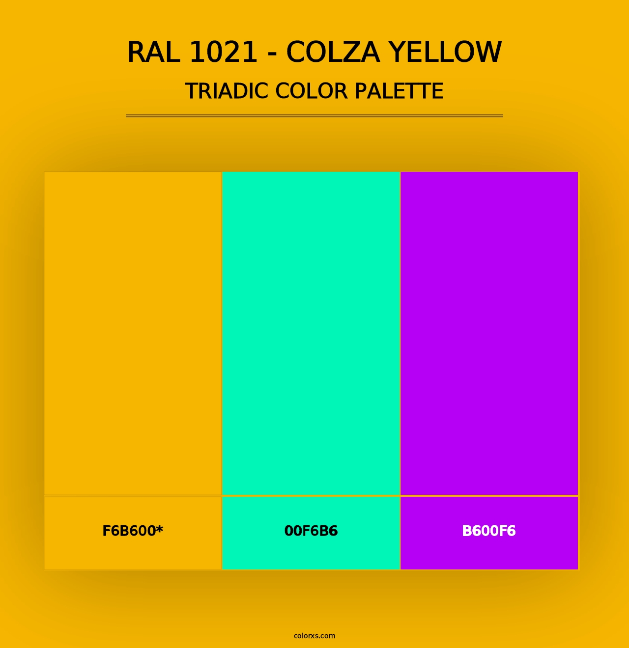 RAL 1021 - Colza Yellow - Triadic Color Palette