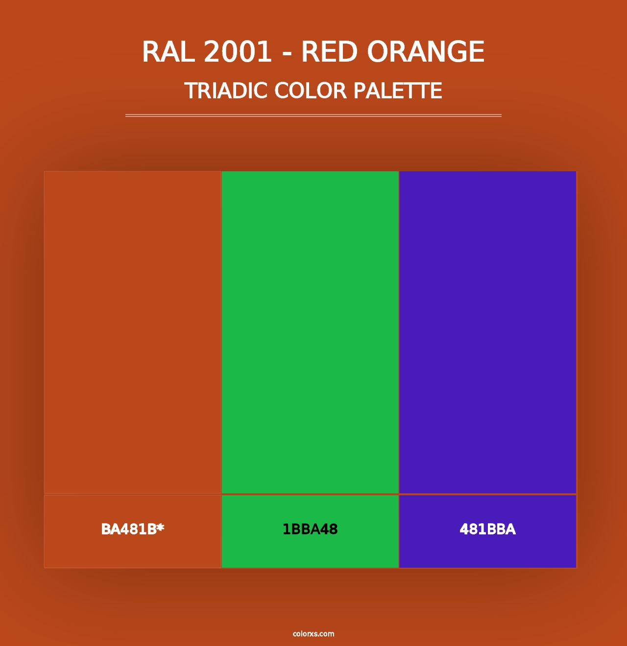 RAL 2001 - Red Orange - Triadic Color Palette