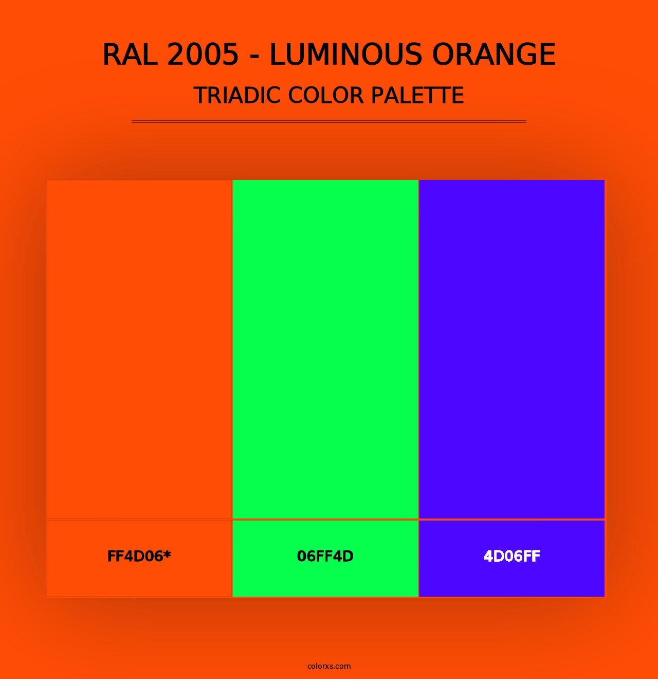 RAL 2005 - Luminous Orange - Triadic Color Palette