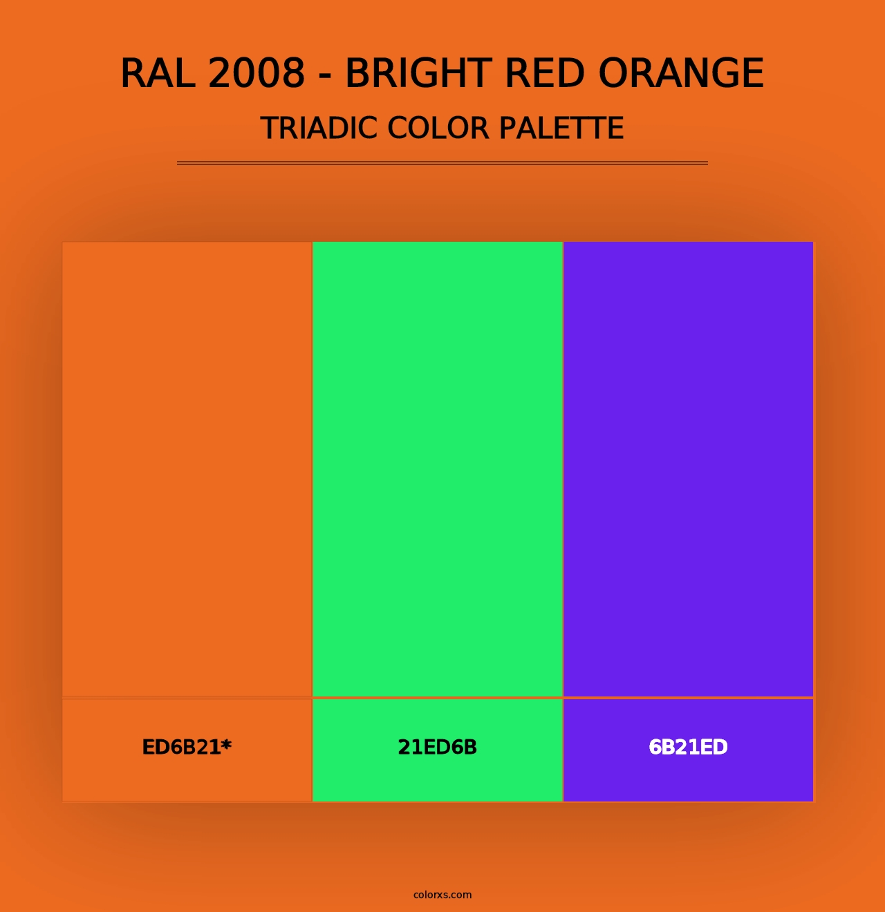 RAL 2008 - Bright Red Orange - Triadic Color Palette