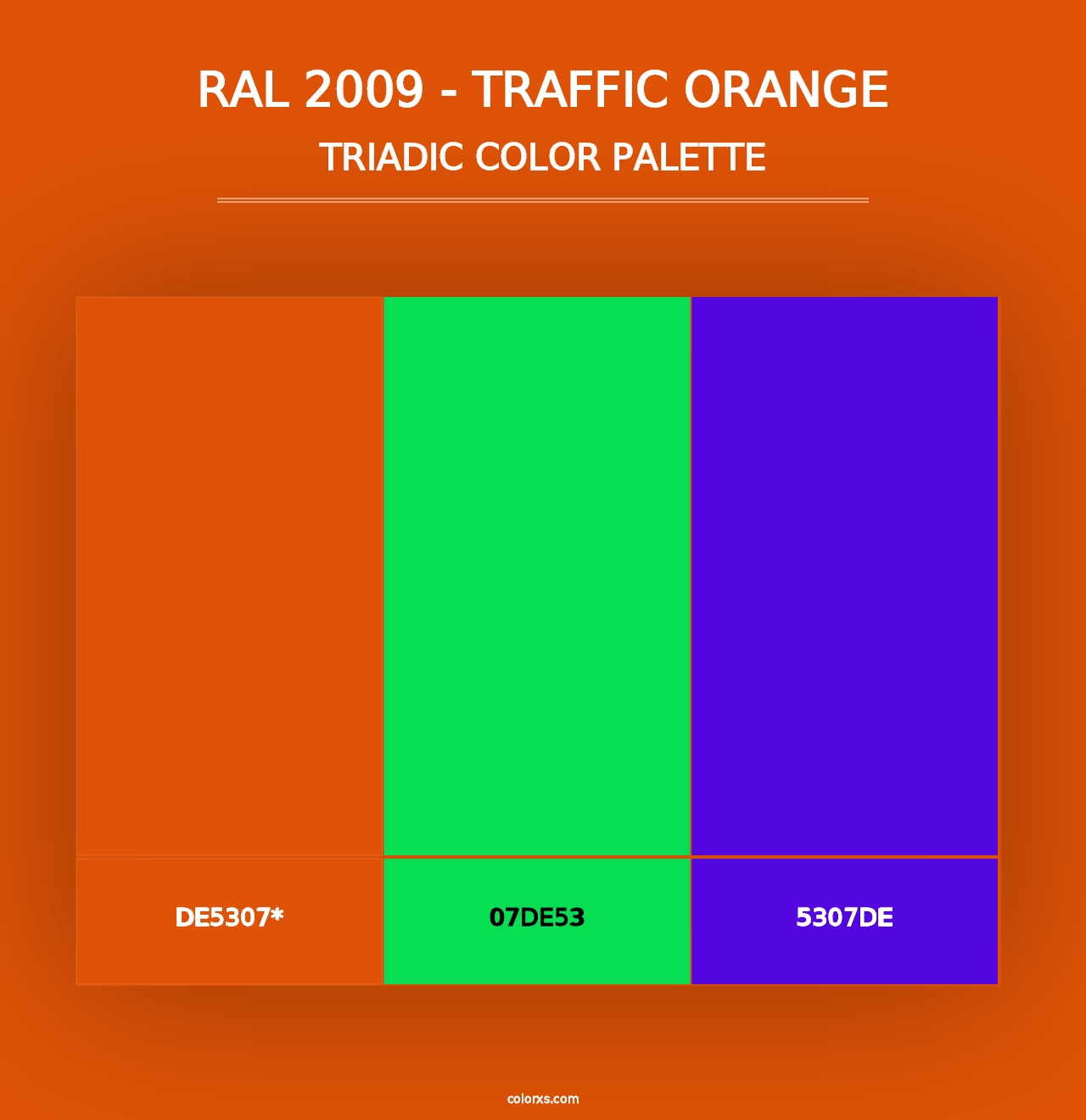 RAL 2009 - Traffic Orange - Triadic Color Palette