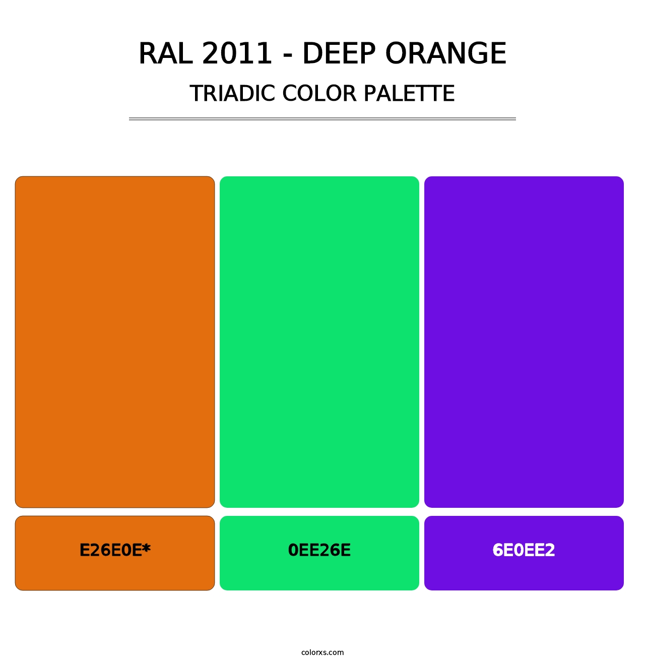 RAL 2011 - Deep Orange - Triadic Color Palette