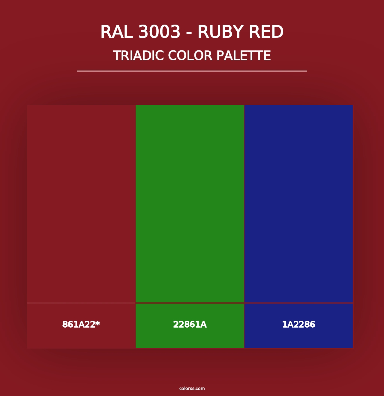 RAL 3003 - Ruby Red - Triadic Color Palette