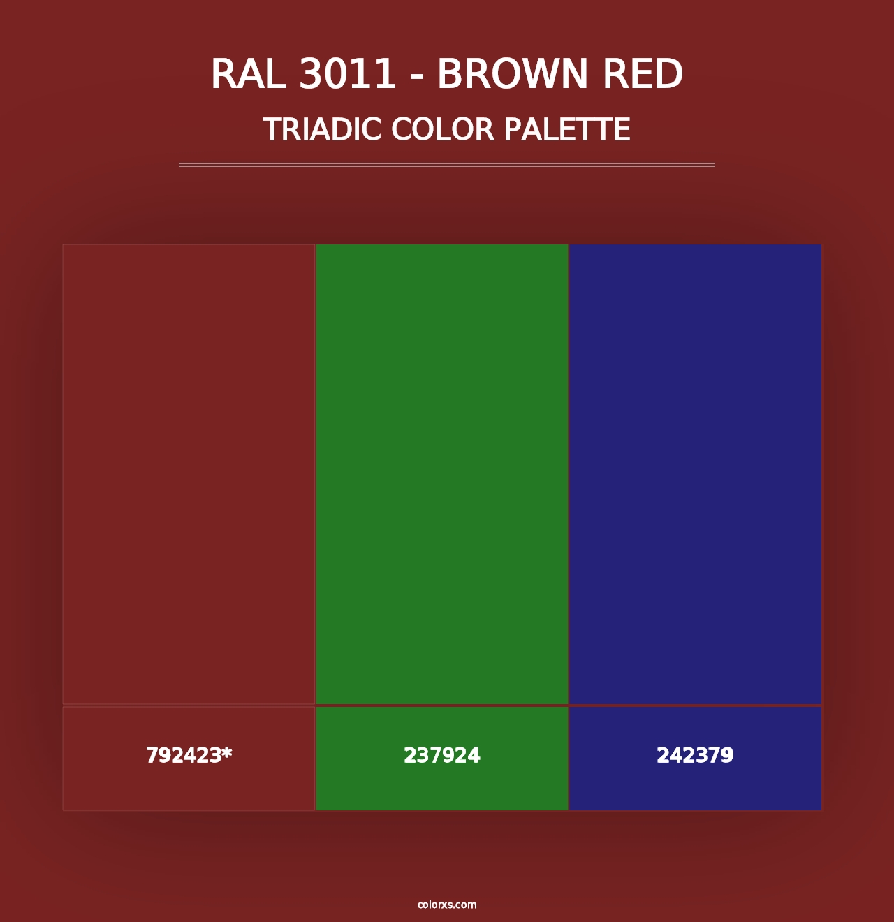 RAL 3011 - Brown Red - Triadic Color Palette