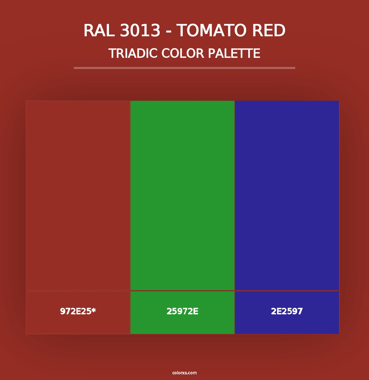 RAL 3013 - Tomato Red - Triadic Color Palette