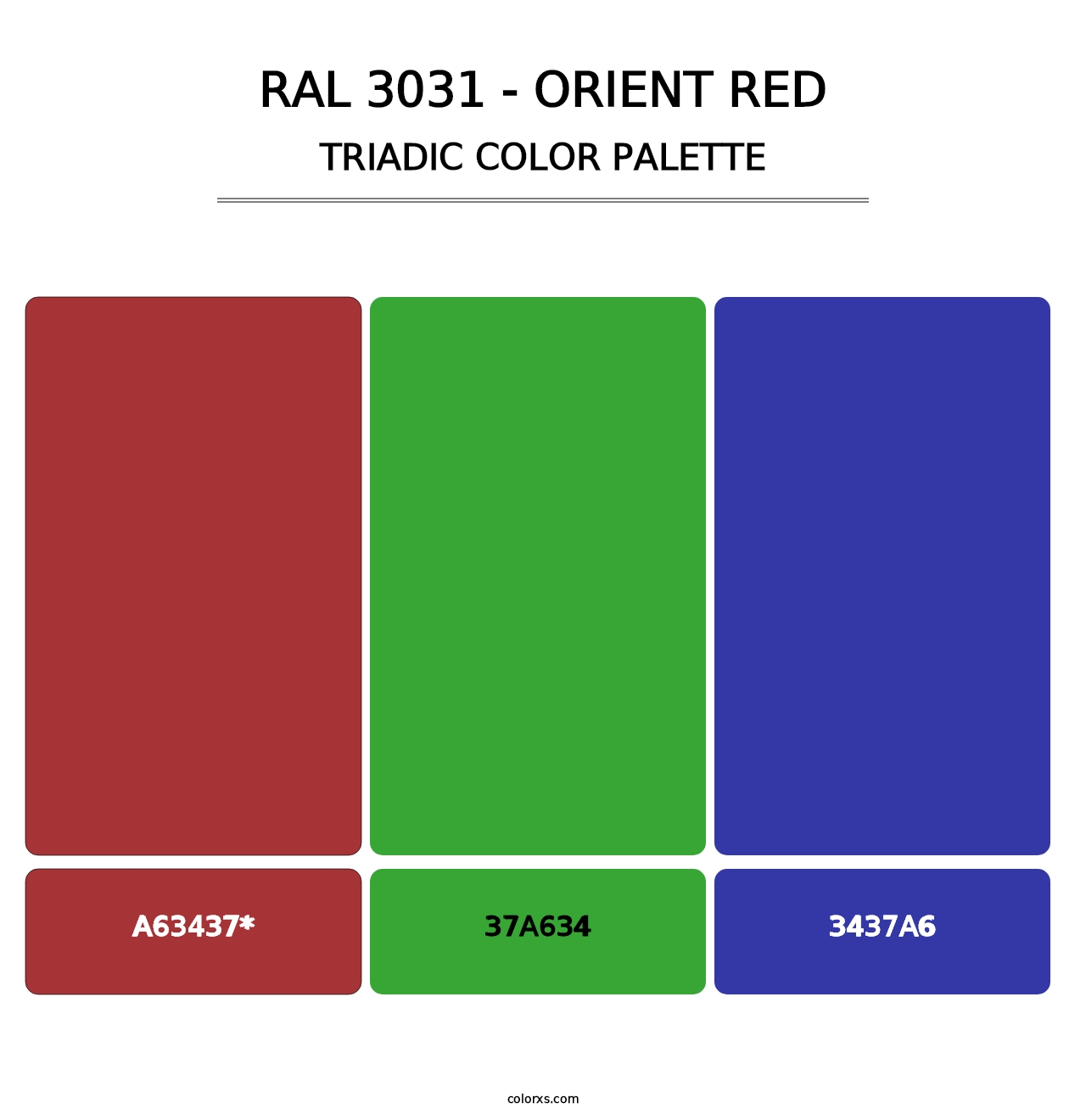 RAL 3031 - Orient Red - Triadic Color Palette