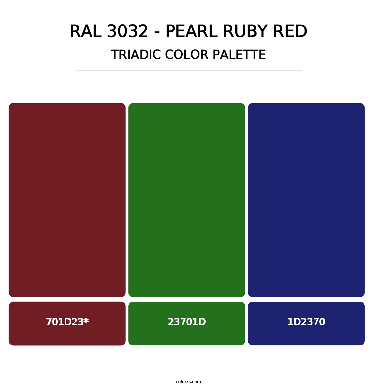 RAL 3032 - Pearl Ruby Red - Triadic Color Palette