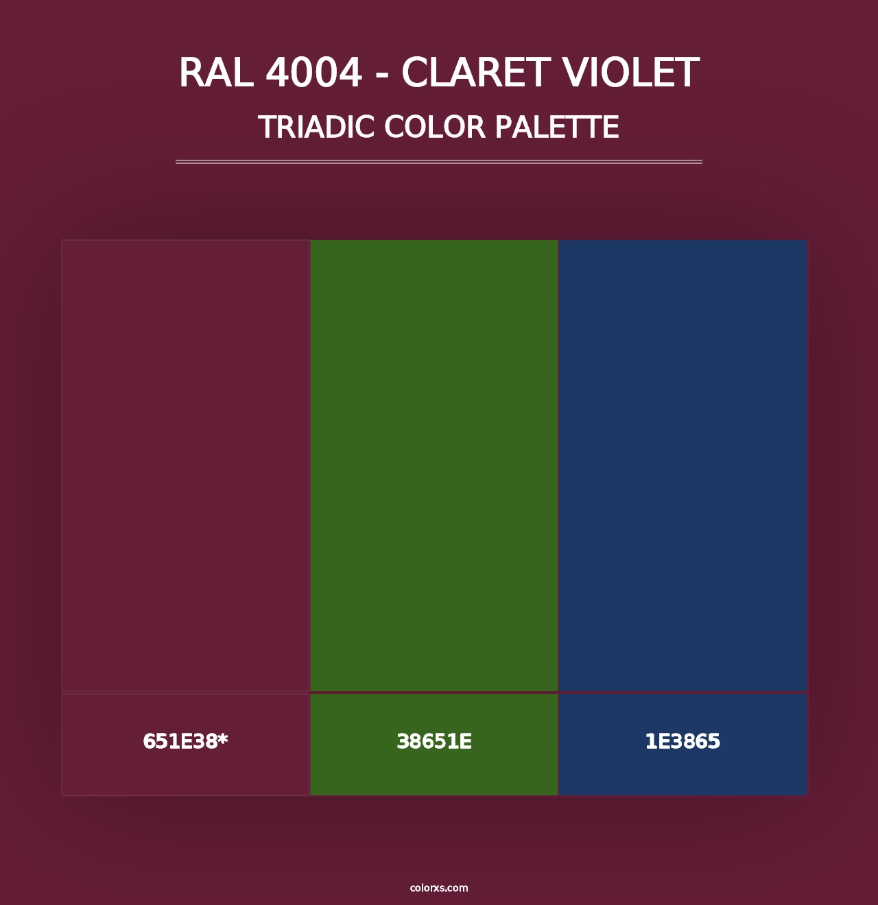 RAL 4004 - Claret Violet - Triadic Color Palette