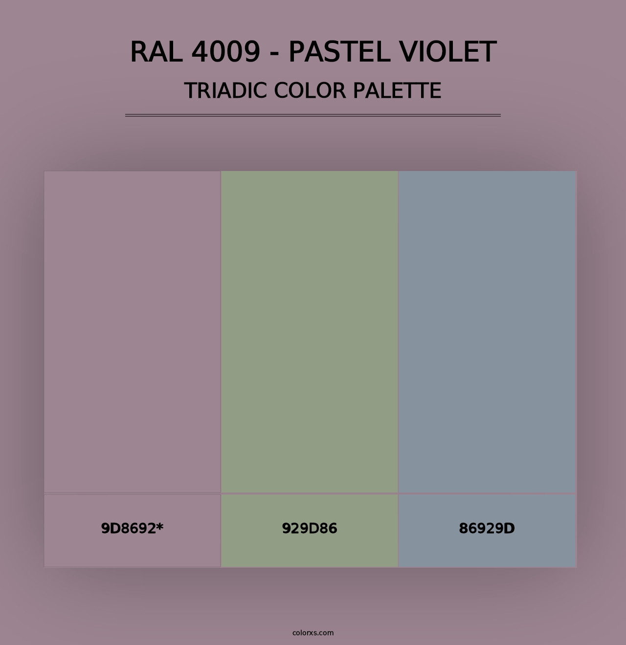 RAL 4009 - Pastel Violet - Triadic Color Palette