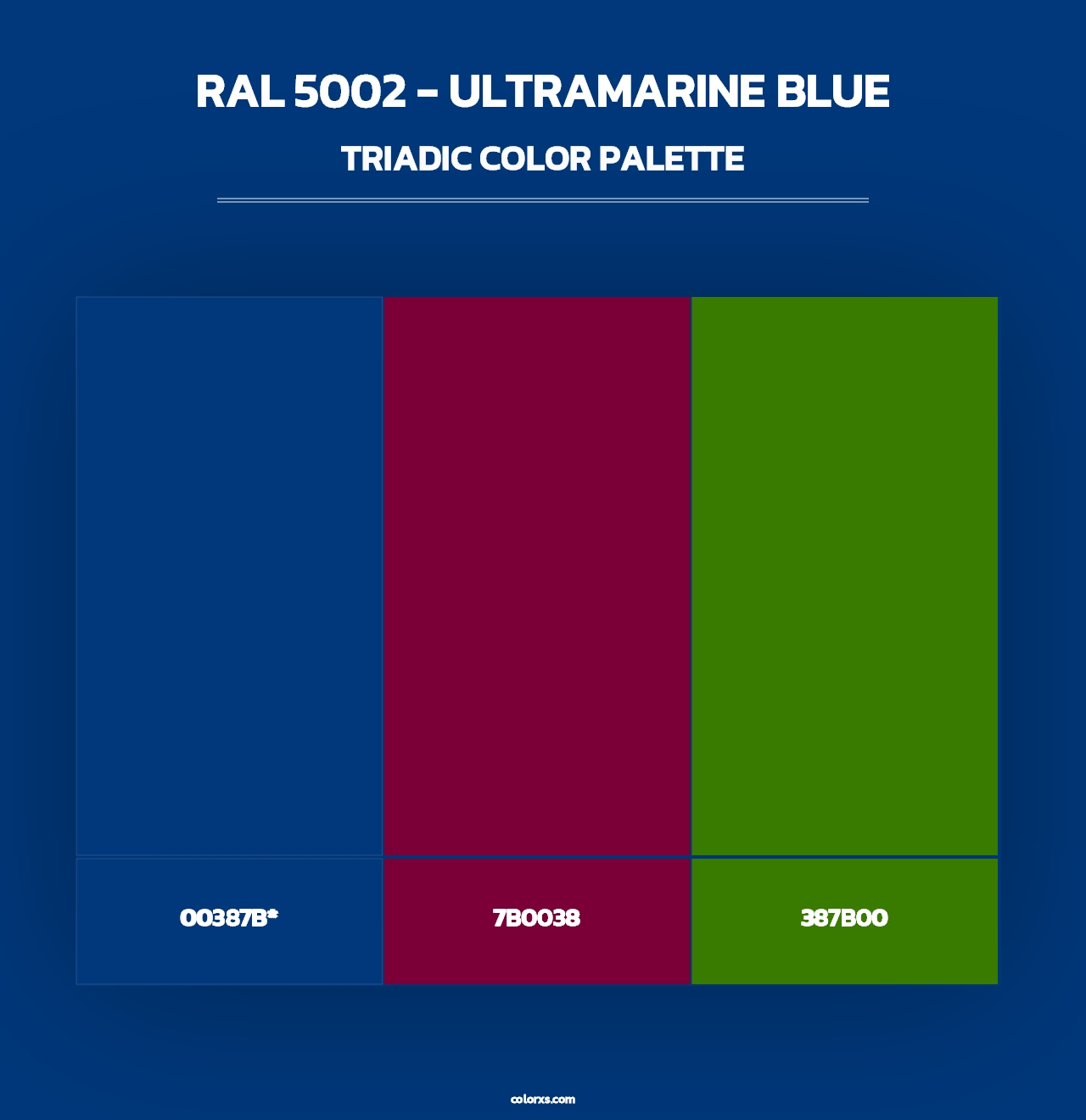 RAL 5002 - Ultramarine Blue - Triadic Color Palette