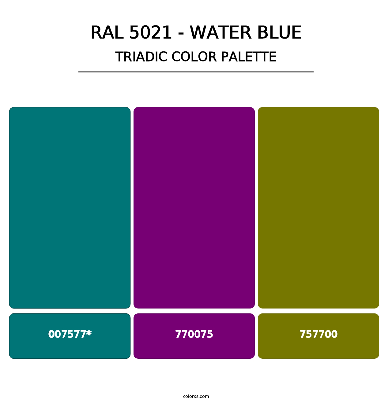 RAL 5021 - Water Blue - Triadic Color Palette