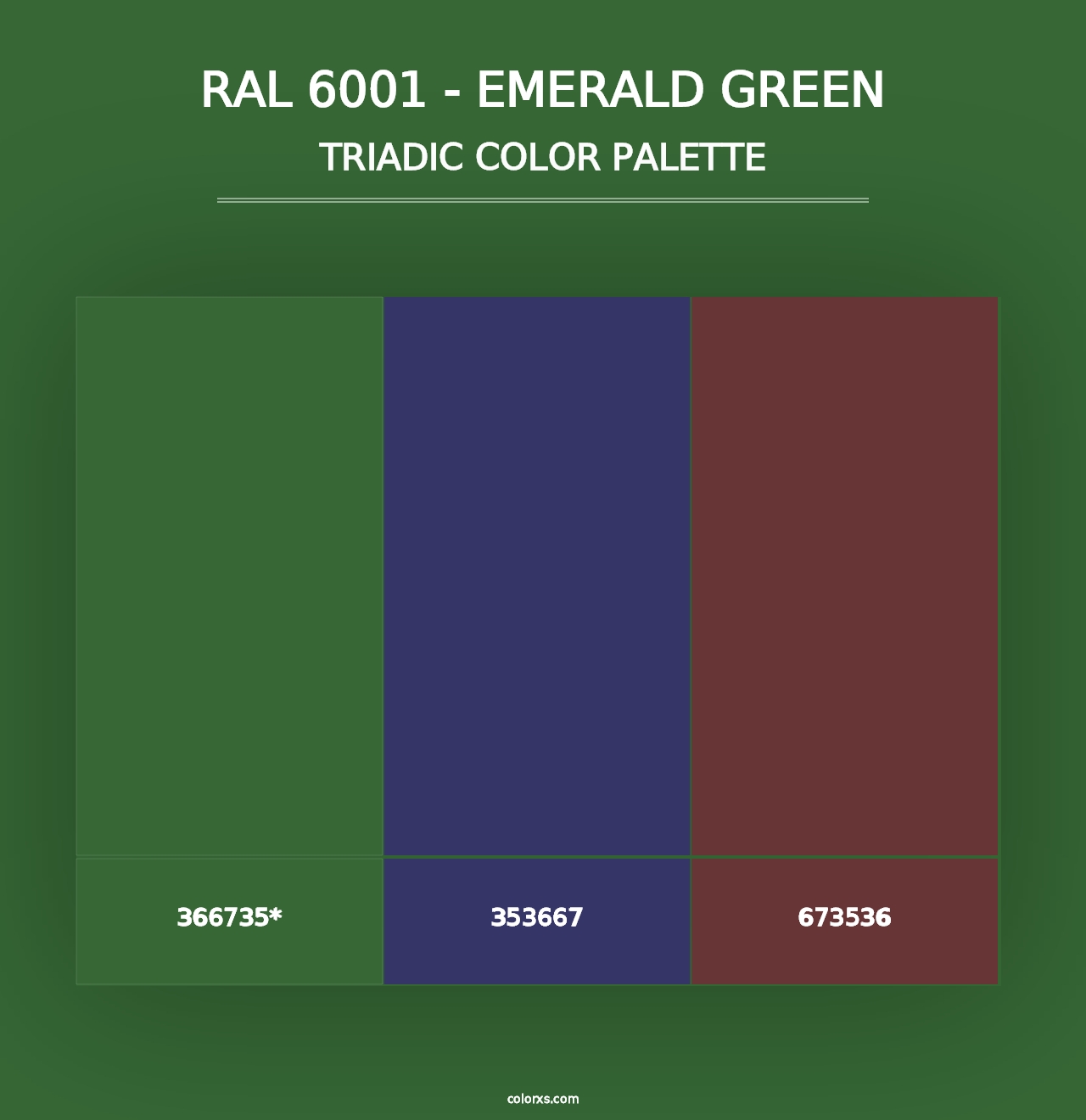 RAL 6001 - Emerald Green - Triadic Color Palette