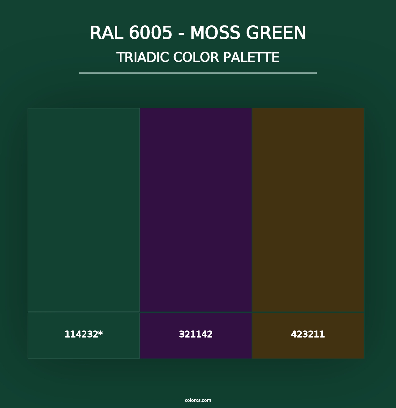 RAL 6005 - Moss Green - Triadic Color Palette