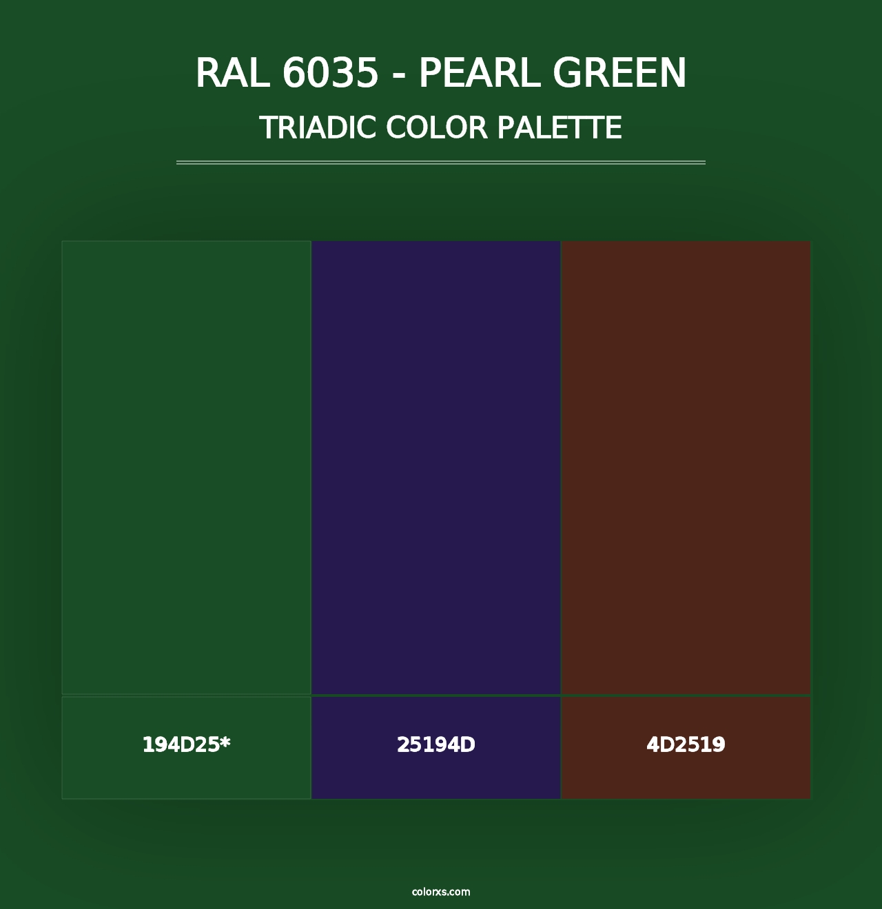 RAL 6035 - Pearl Green - Triadic Color Palette