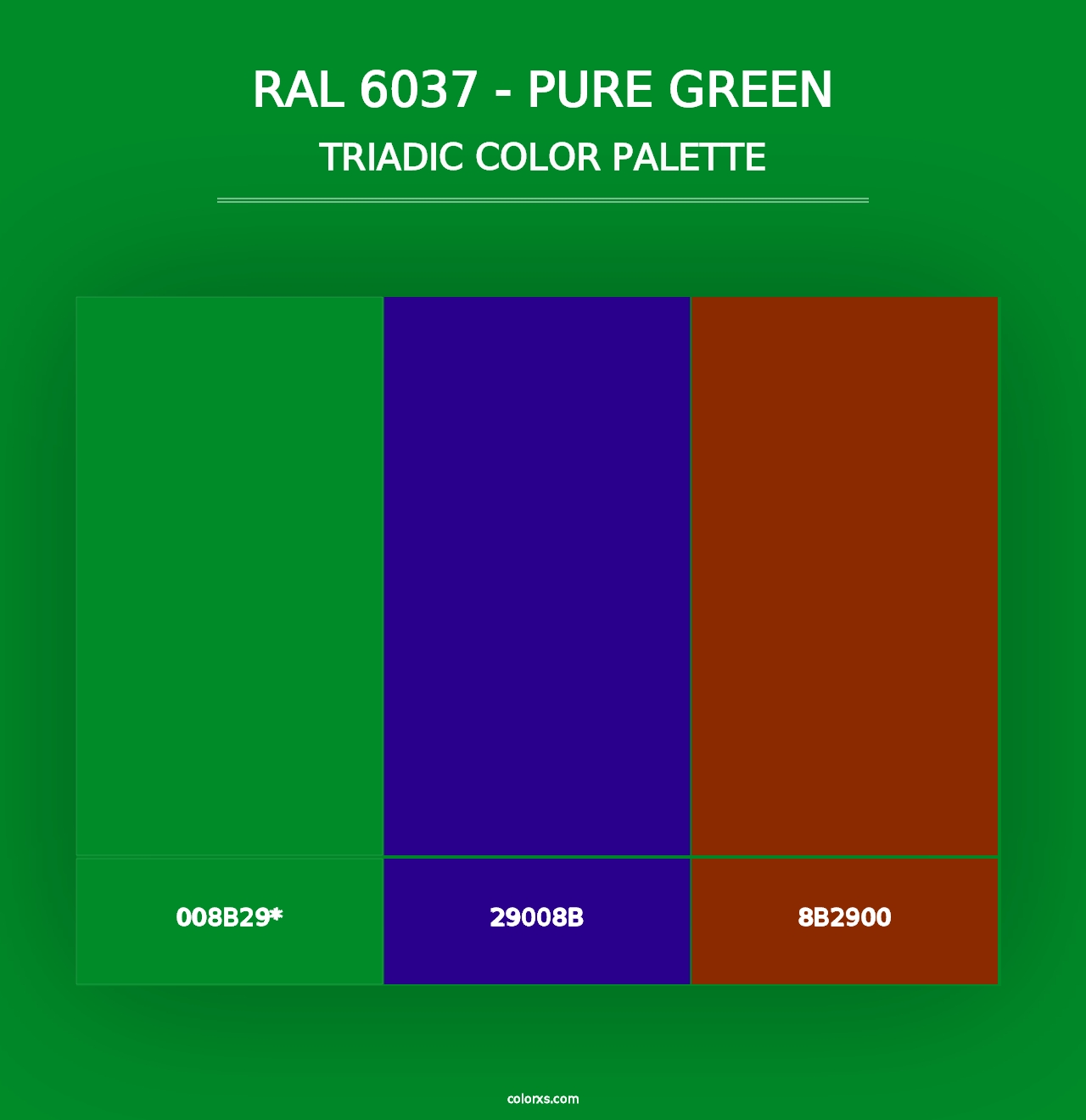 RAL 6037 - Pure Green - Triadic Color Palette