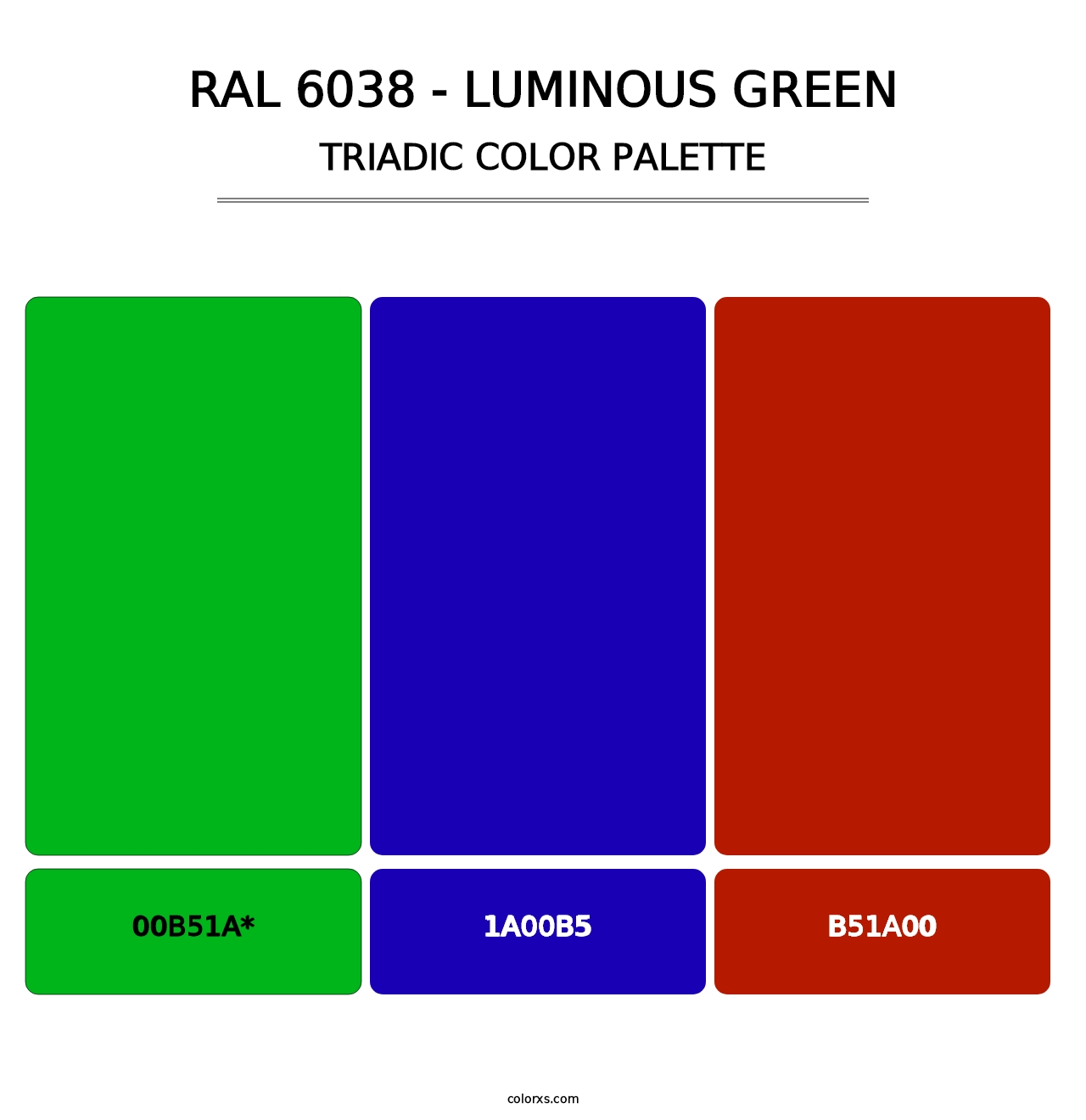 RAL 6038 - Luminous Green - Triadic Color Palette