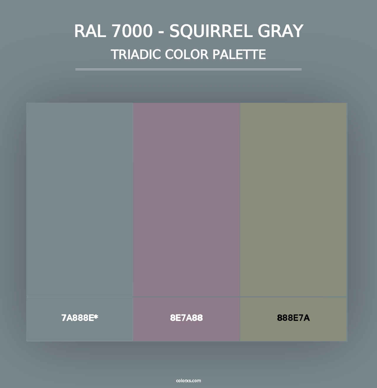 RAL 7000 - Squirrel Gray - Triadic Color Palette